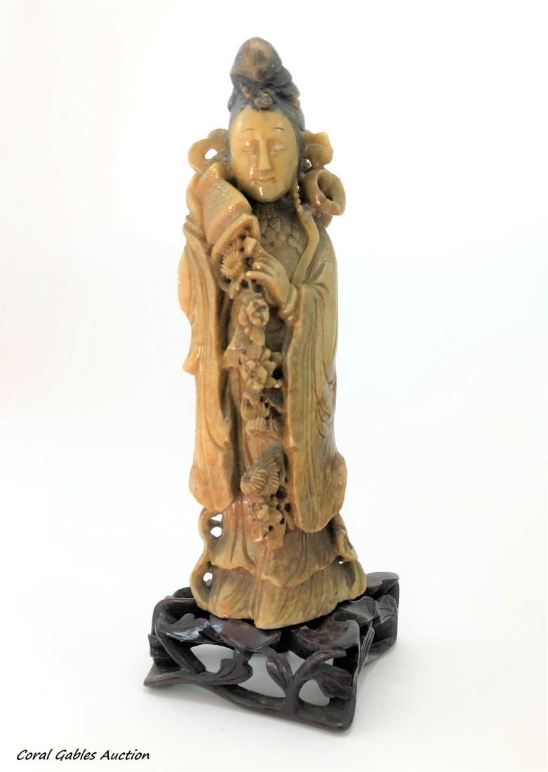 Chinese Carved Soapstone Figure: Chinese Carved Soapstone Figure. Measure 9 1/4"in H.