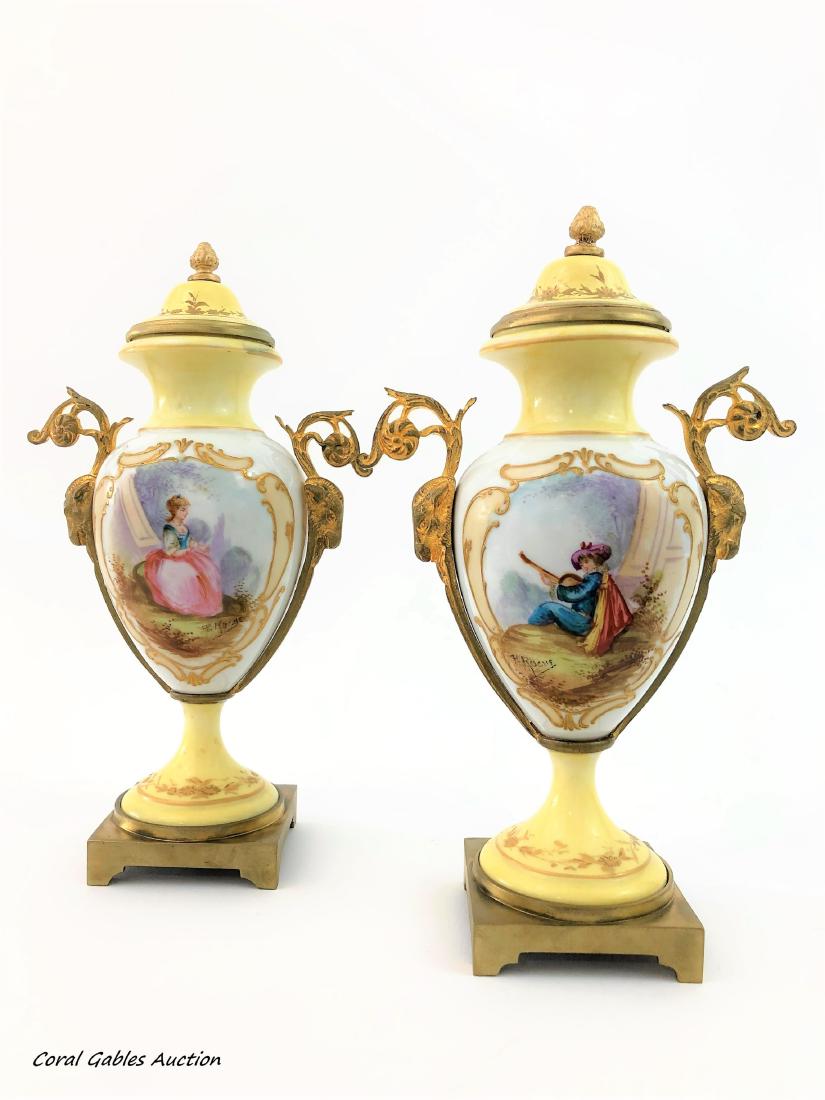 Pair of yellow sevres miniatures of the 19th century (1 of 4)