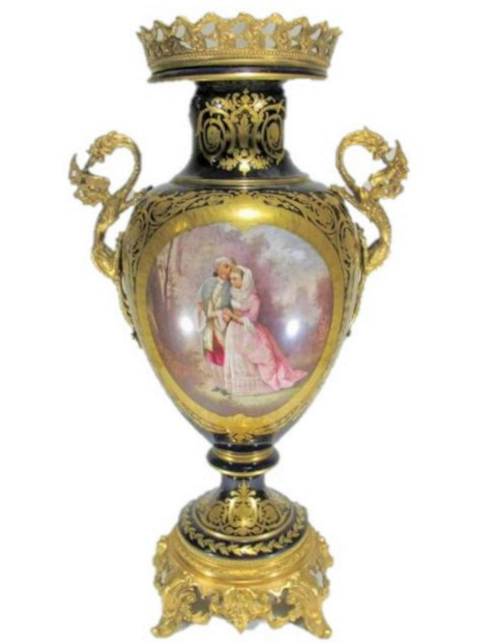 Huge antique French Sevres porcelain & bronze urn (1 of 8)