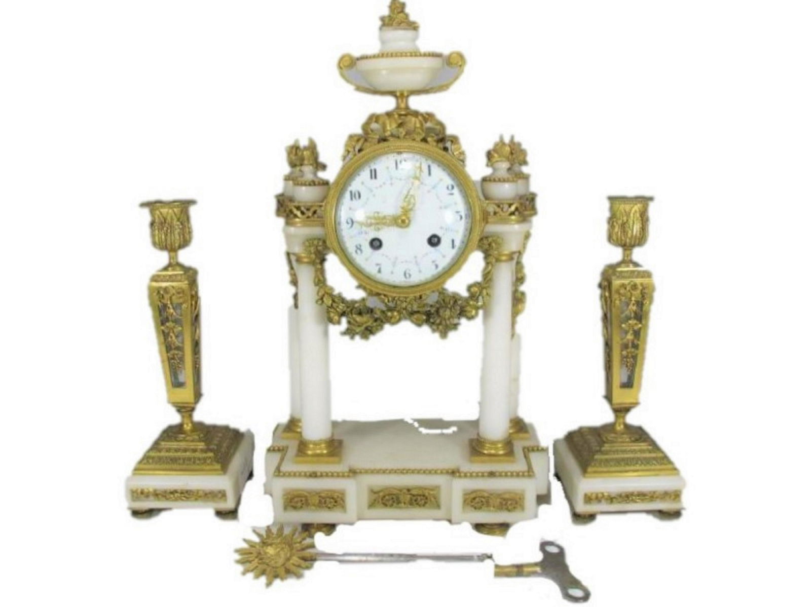 Planchon, Paris Japy Freres bronze & marble clock set (1 of 5)
