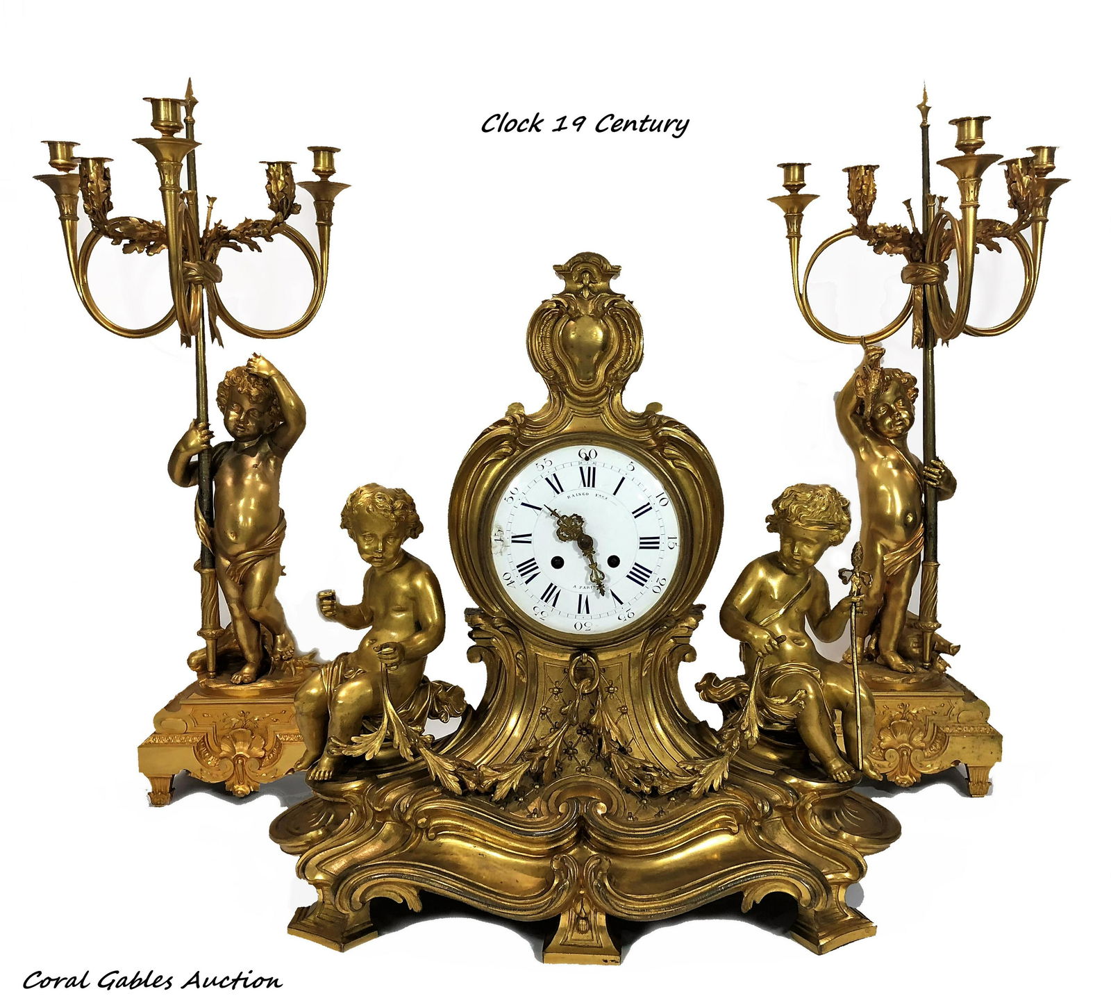 Very Large 19th century, figural bronze clock set (1 of 4)