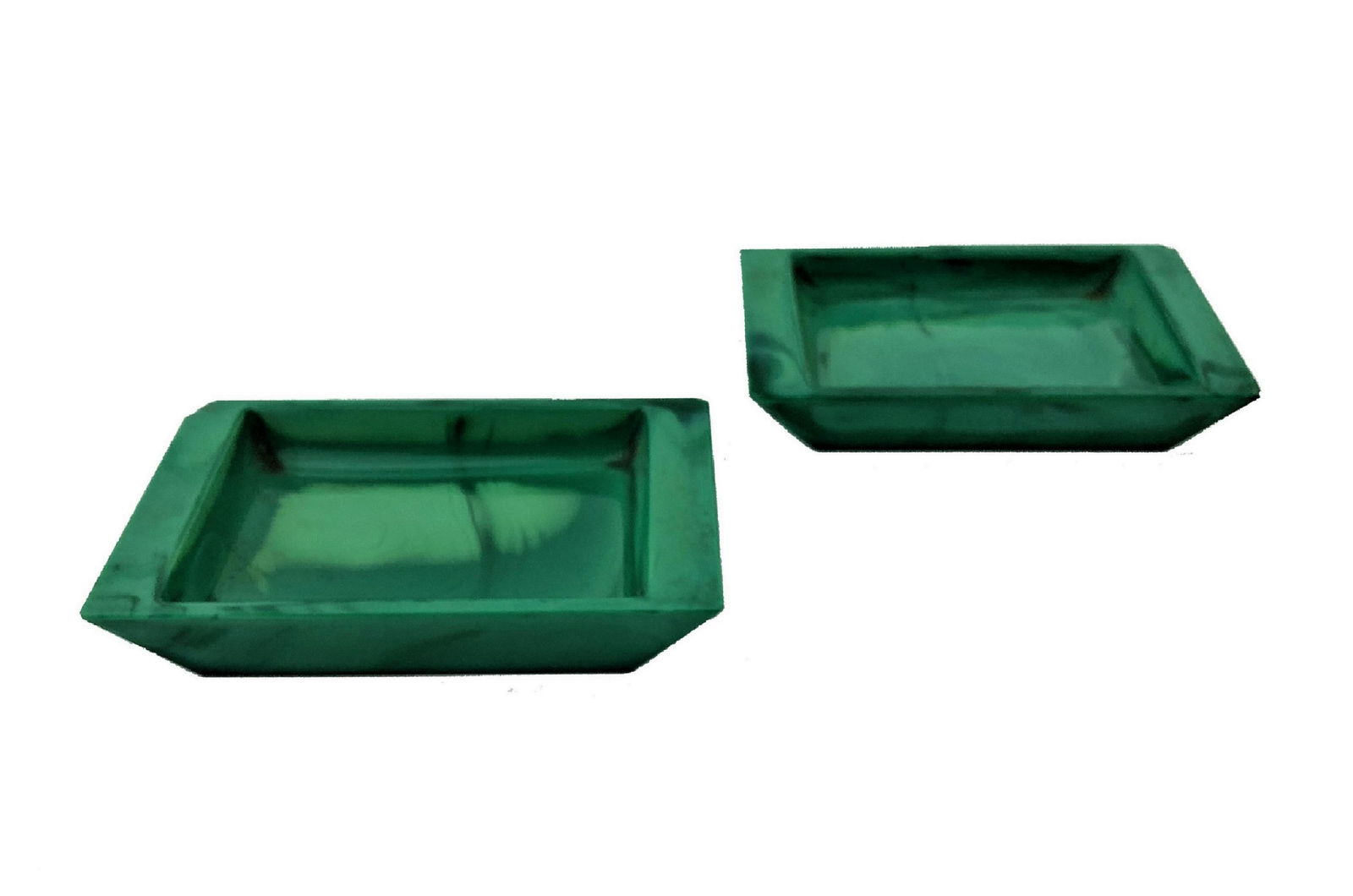 Pair of malachite miniature tray: Pair of malachite miniature tray 1/2"in H x 4 1/4"in W.