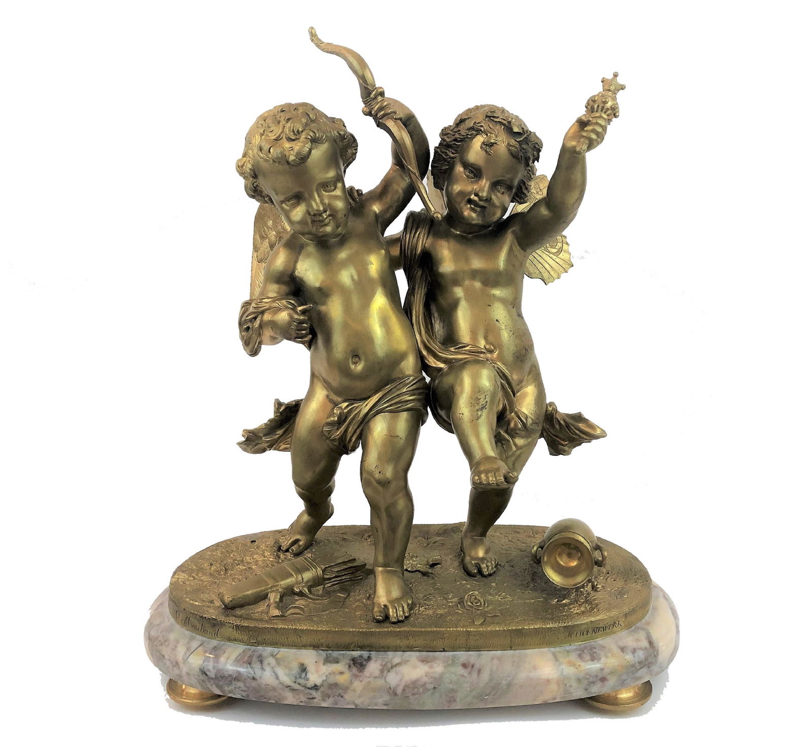 Antique bronze sculpture of two angels. (1 of 3)
