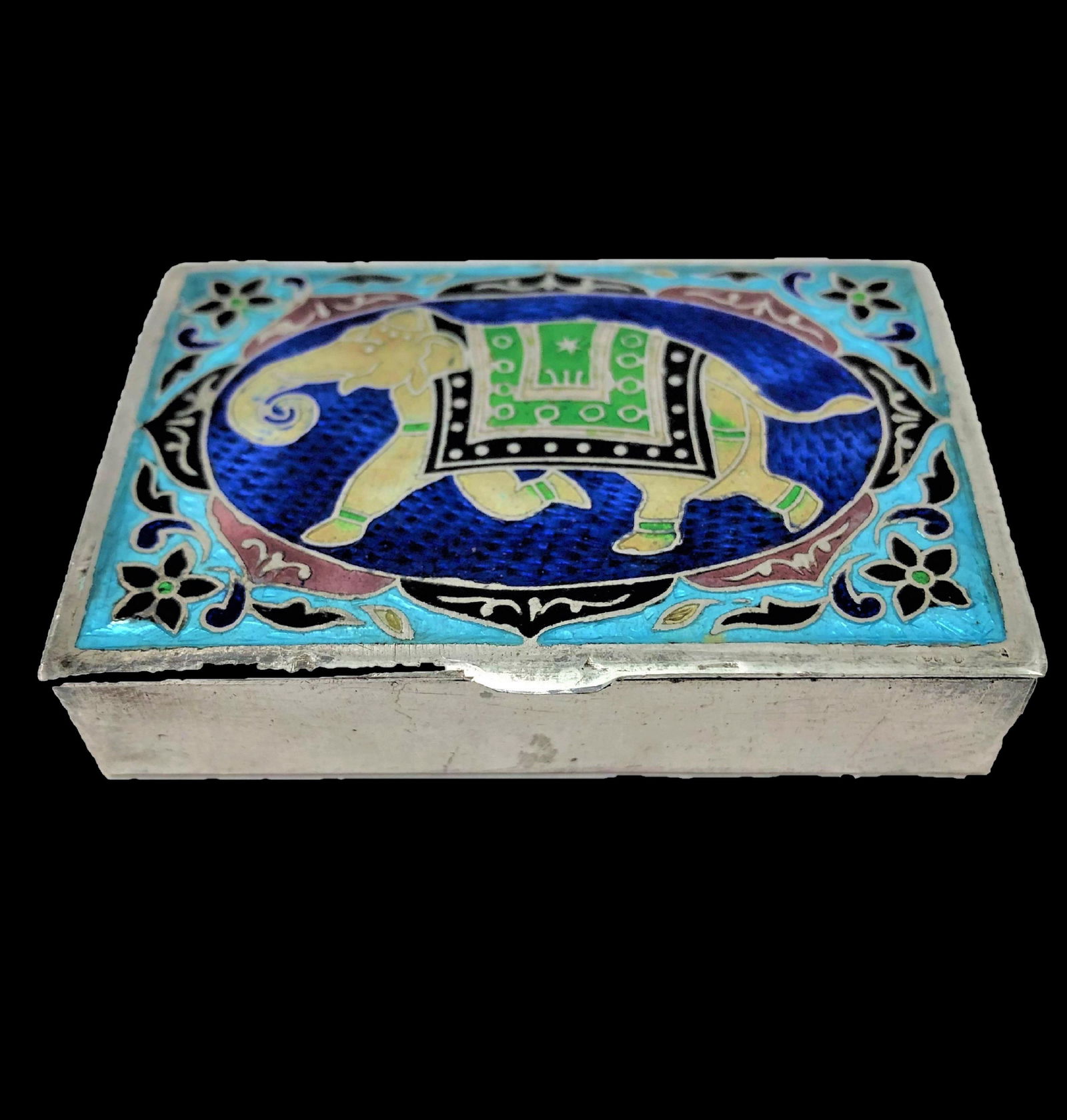 Indian .925 silver and enamel box (1 of 2)