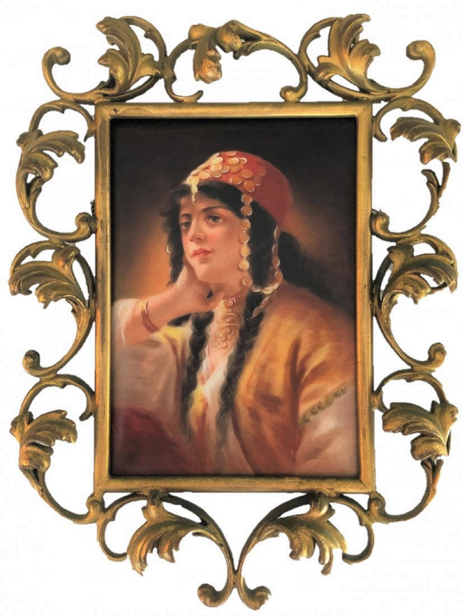 Antique Orientalist Hand Painted Porcelain Plaque (1 of 3)