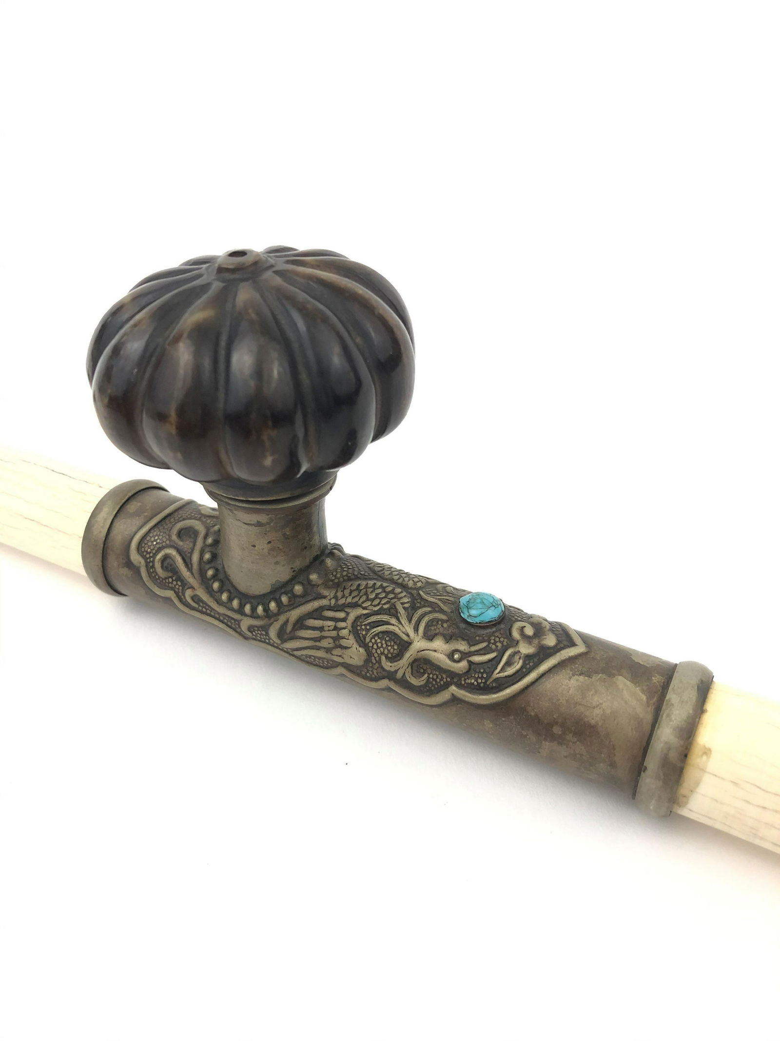 Chinese Smoking Pipe with Jade Mouth (1 of 2)