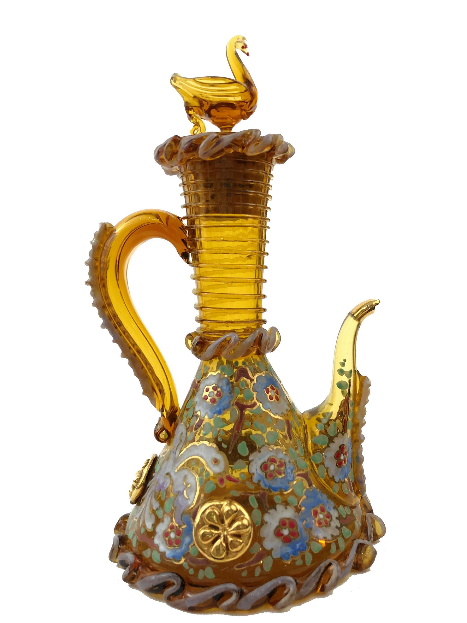 Antique Hand Painted Glass Jug (1 of 1)