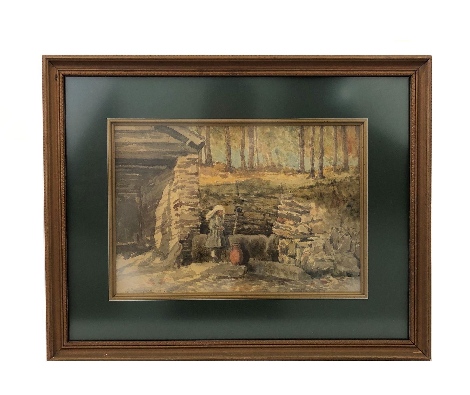 Gustav Bauernfeind (1848 - 1904). Watercolor: Gustav Bauernfeind (1848 - 1904). Watercolor. Measure 9"in H x 13"in W and 15 1/2"in H x 19 1/2"in W with frame.