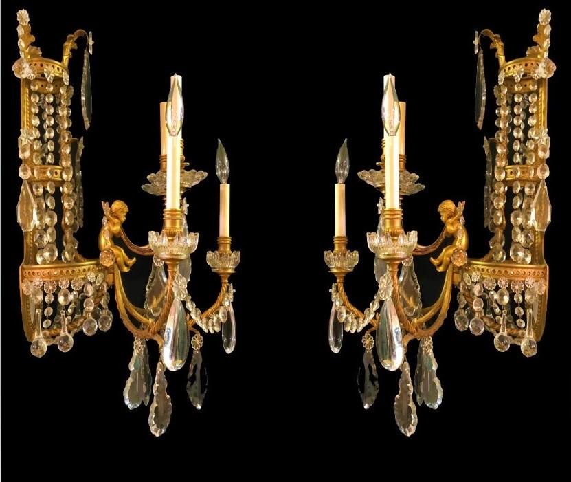 Pair of exceptional bronze sconces and possibly (1 of 8)