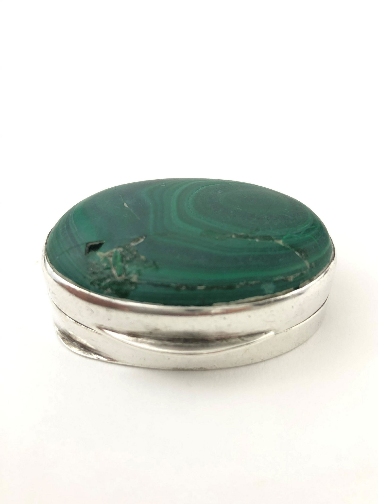 Miniature Sterling Silver and Malachite Box (1 of 2)