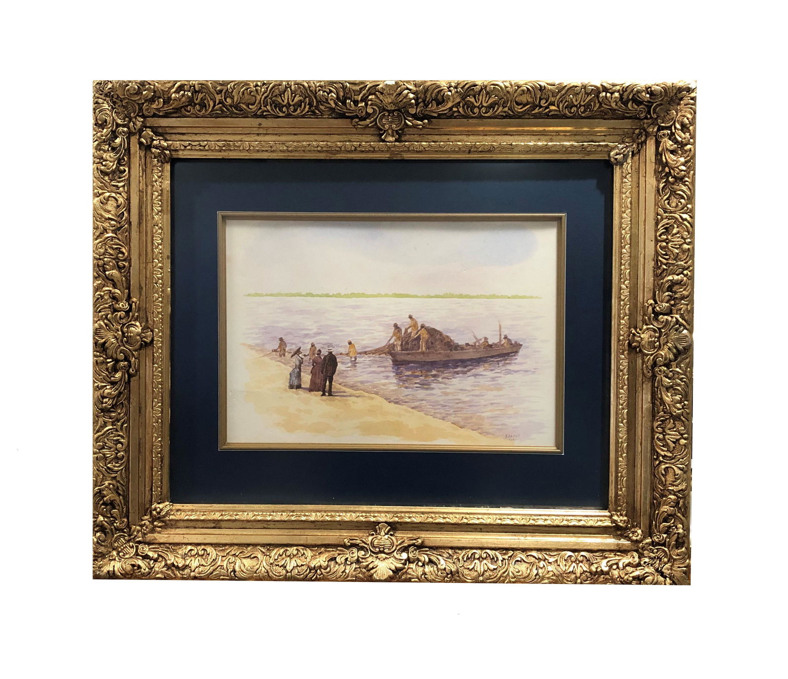 Thomas Cowperthwaite Eakins (1844 - 1916) American: Thomas Cowperthwaite Eakins (1844 - 1916) American. Watercolor. Measure 10"in H x 14 3/4"in W and 21 1/2"in H x 25 1/2"in W with frame. Thomas Eakins was born in 1844. He studied art at the Pennsylvan