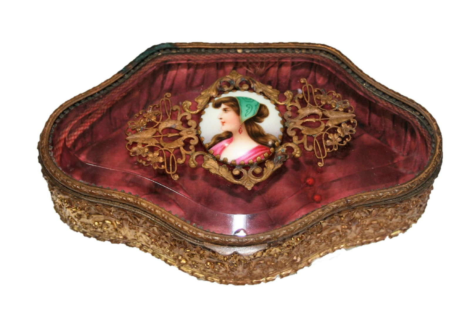 French Dresser Box Hand Painted Plaque (1 of 2)