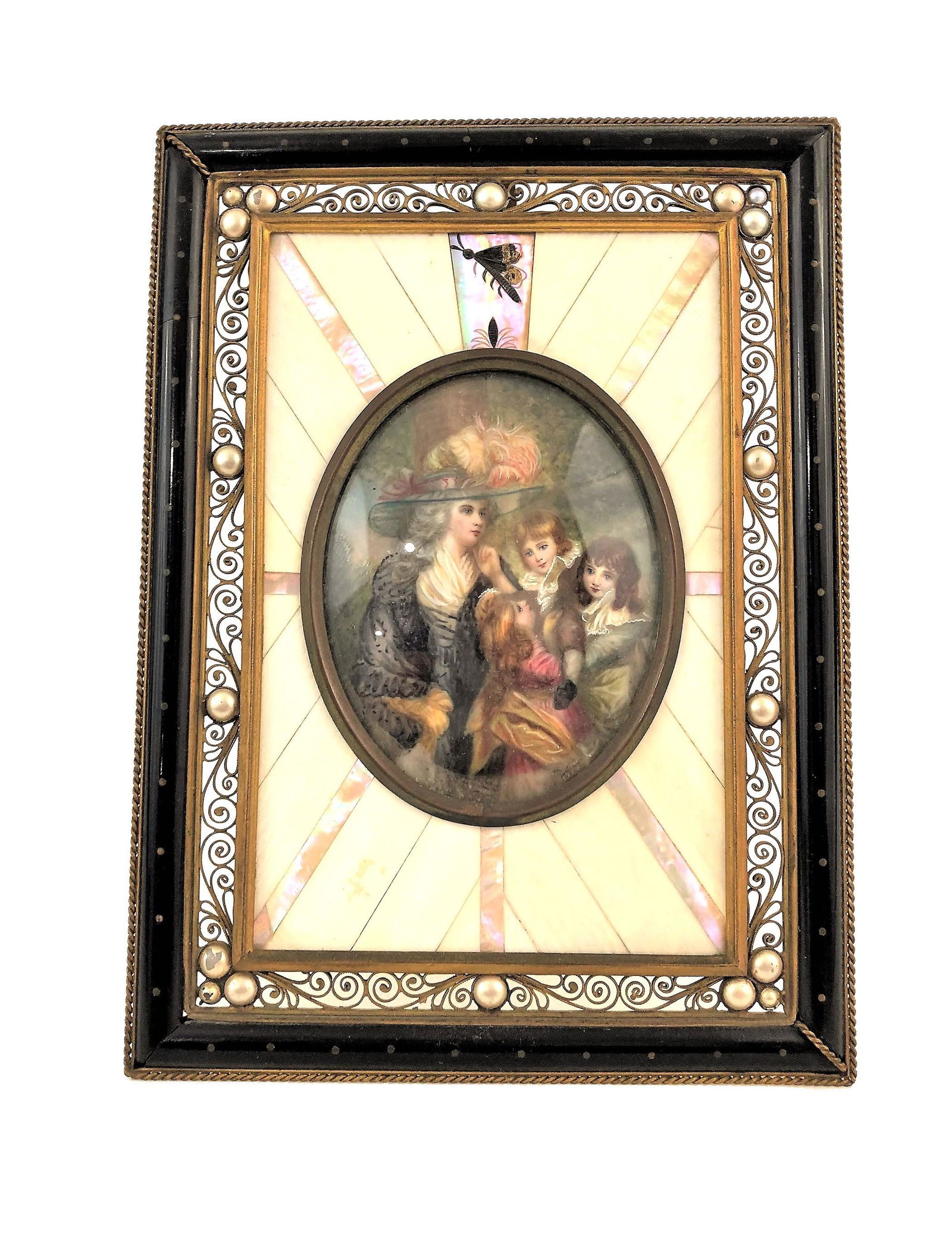 Antique Hand Painted Miniature Framed Portrait (1 of 2)