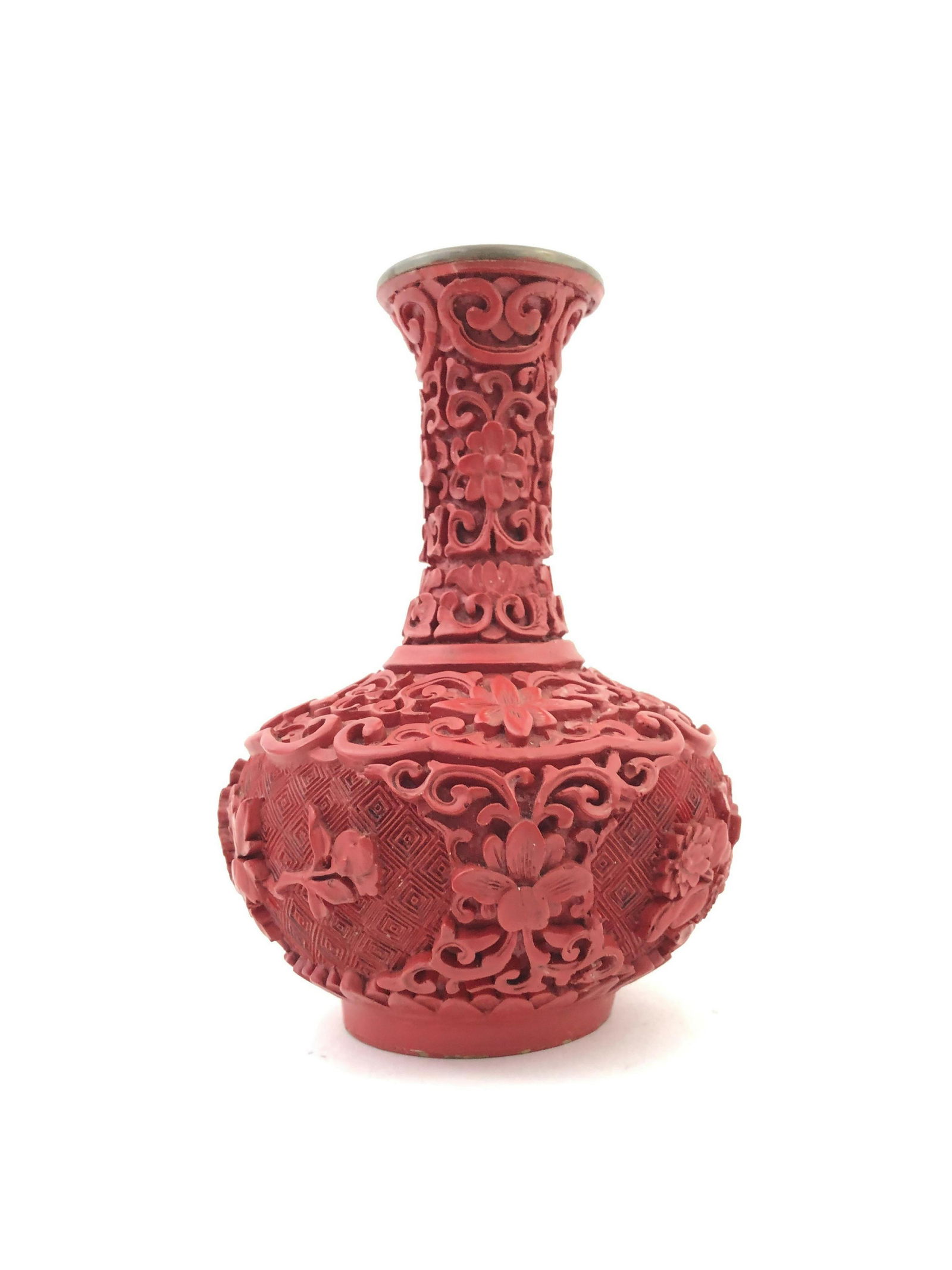 Chinese Carved Red Cinnabar Lacquer Â Vase (1 of 2)