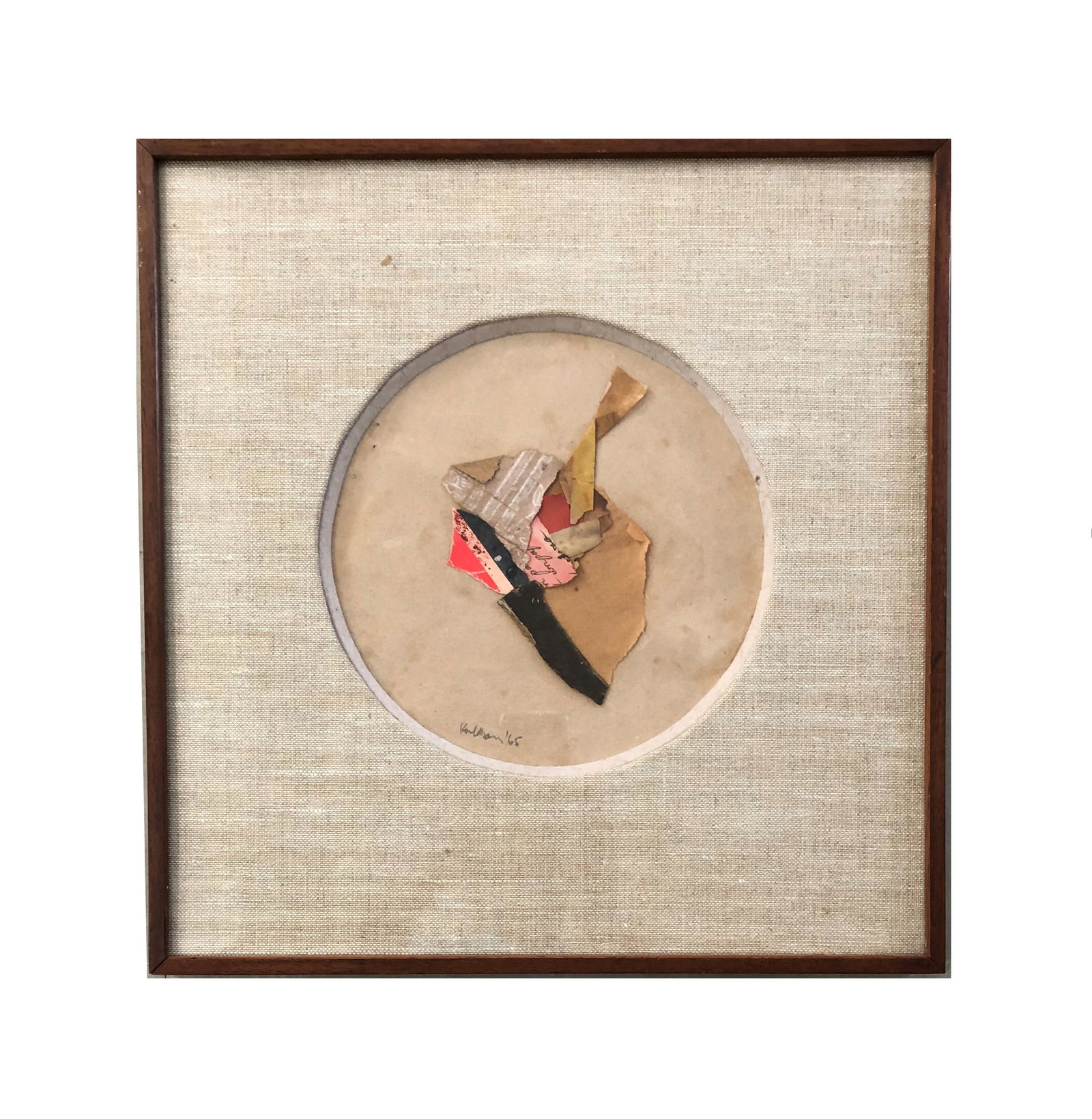 Karl Mann B. 1930. American Artist: Karl Mann B. 1930. American Artist. Collage. Measure 16"in H x 16"in W with frame.