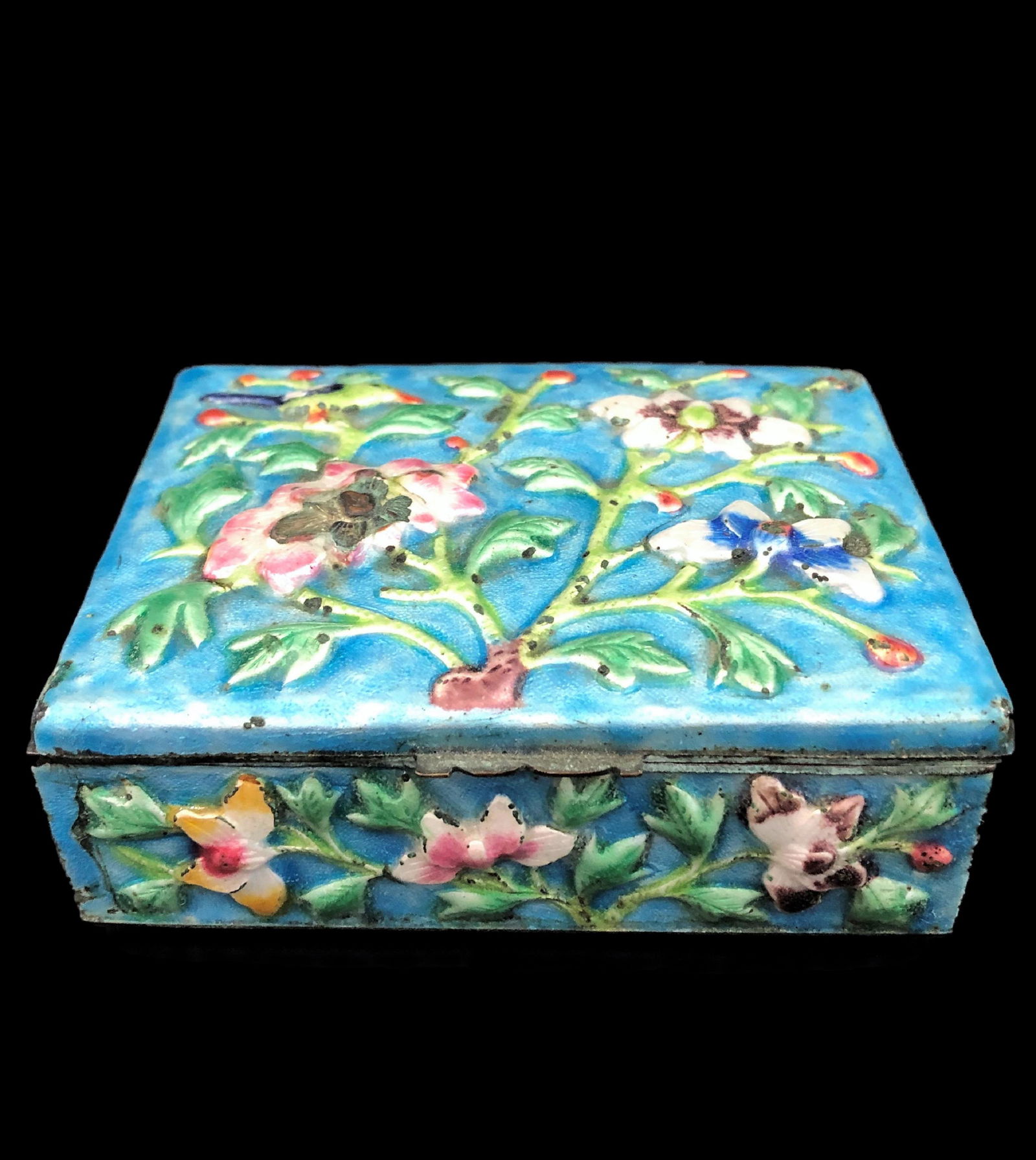 Antique enamel bronze box (1 of 2)