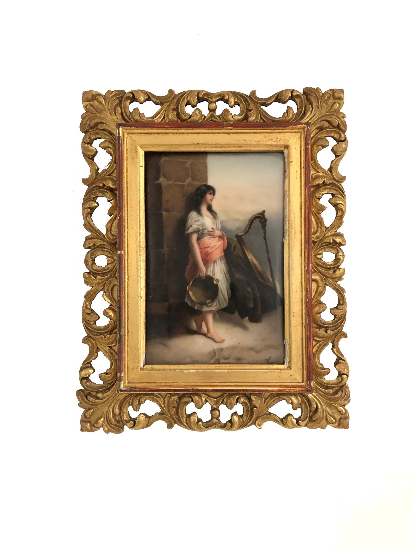 Hand Painted Porcelain Plaque Signed Wagner. (1 of 4)