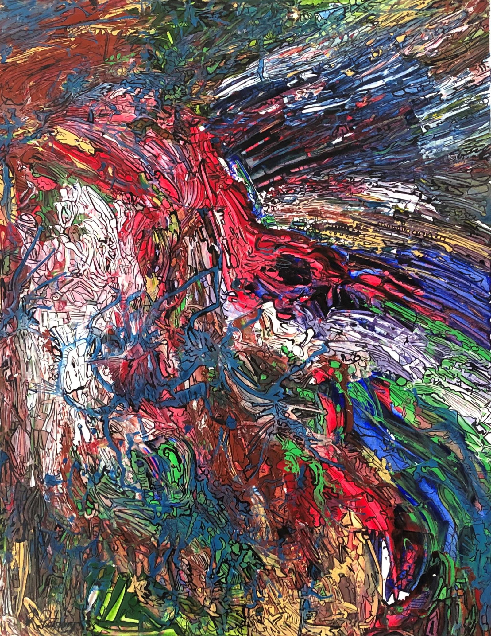 Radames Potrony. Cuban Artist: Radames Potrony. Cuban Landscape. Latin American Art. Acrylic on Paper. Measure 22 1/2"in H x 17 1/2"in W. No frame