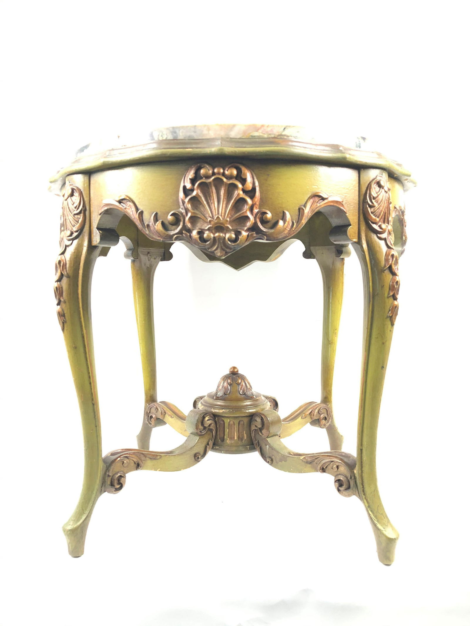 Louis XV style wooden table with marble on top (1 of 5)