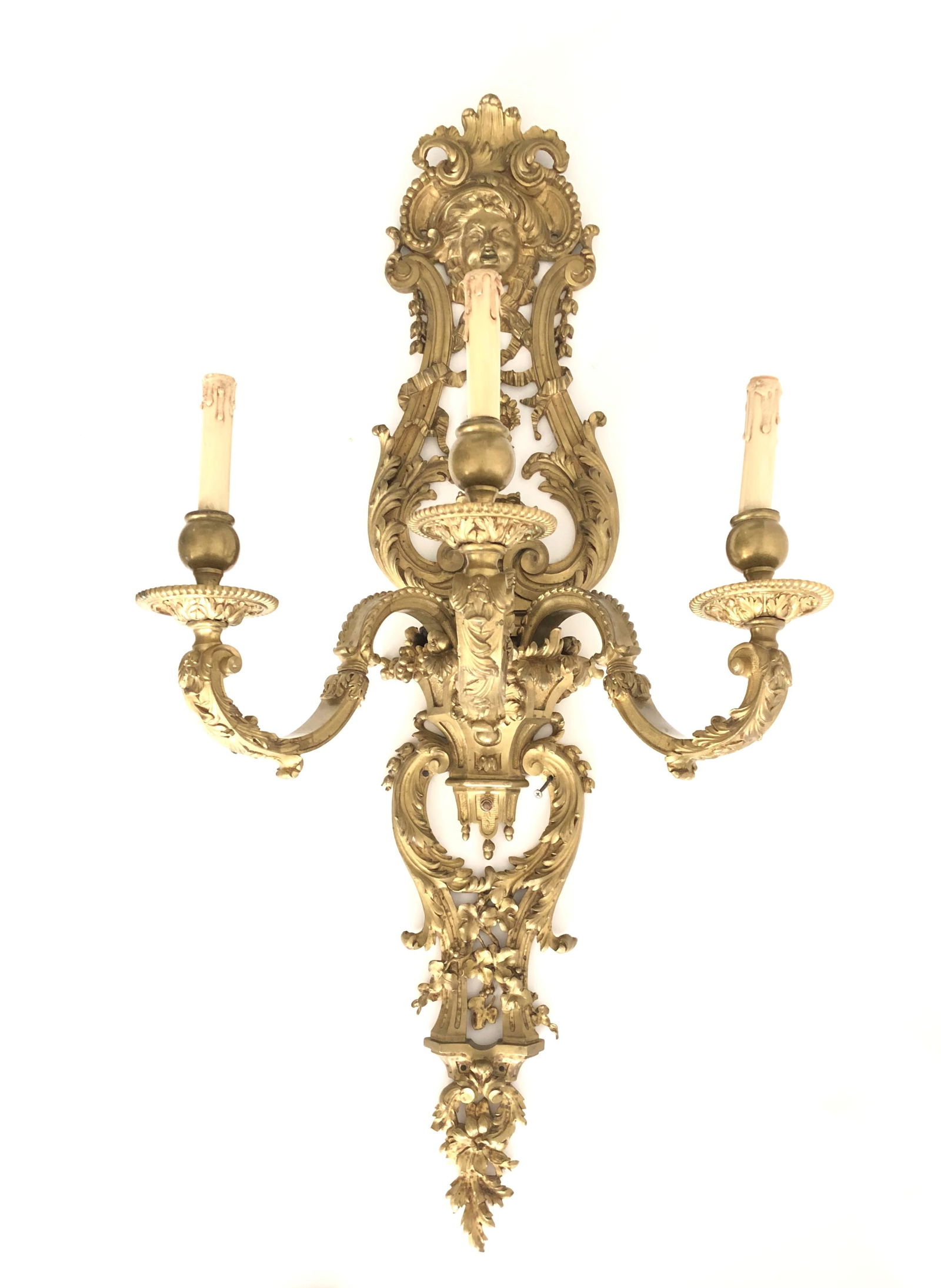 Antique Large Bronze Sconce (1 of 4)