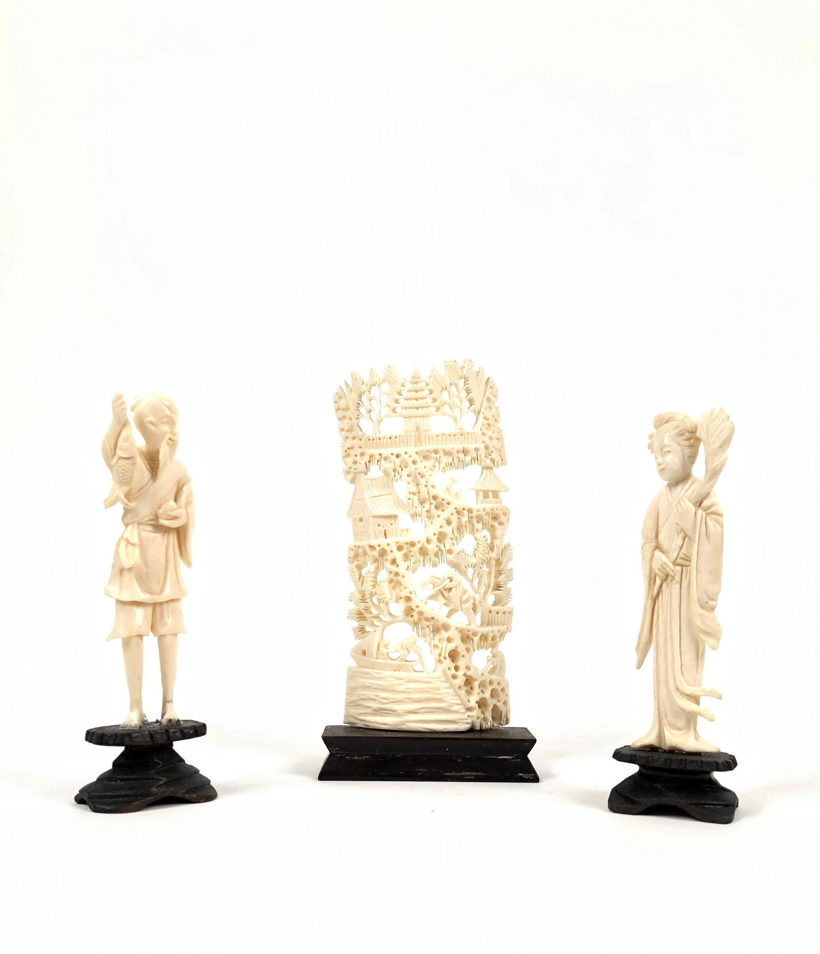 Lot of Three Chinese Hand Carved Figures (1 of 4)