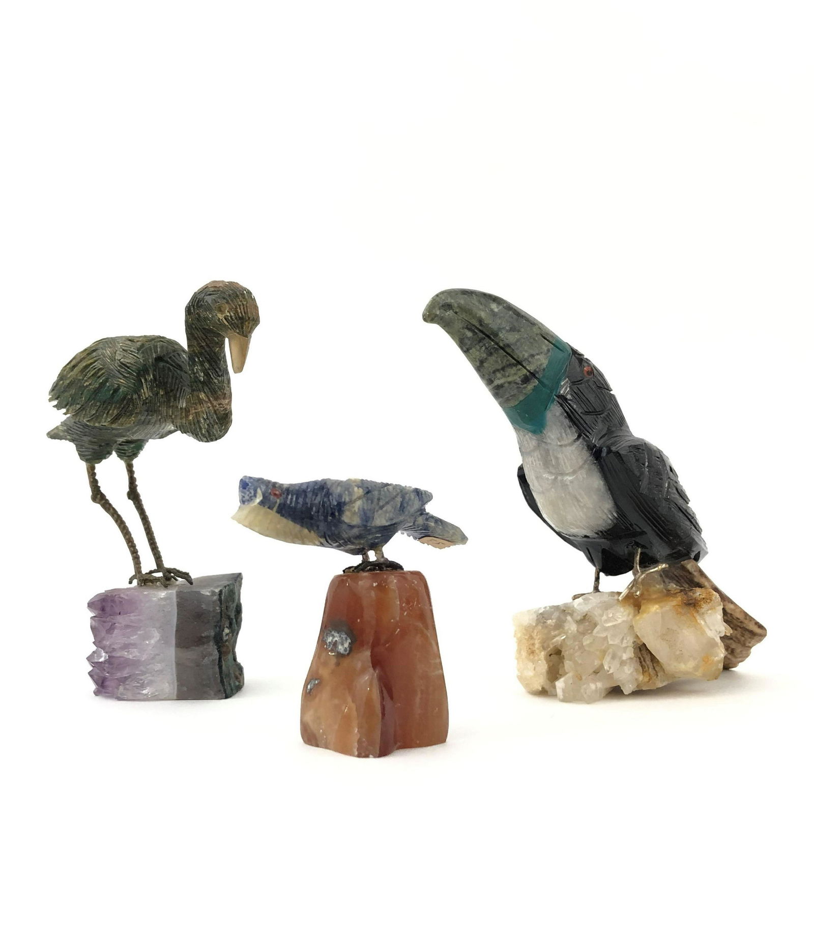 Three Carves Hardstone Birds Figures (1 of 1)