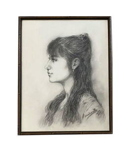 Alexej Alexejewitsch Harlamoff (1842 - 1922/25): Alexej Alexejewitsch Harlamoff (1842 - 1922/25) Russian. Pencil on Paper. Measure 18 1/2"in H x 14 1/4"in W and 19 1/2"in H x 15 1/2"in W with frame. Like many Russian artists in the second half of th