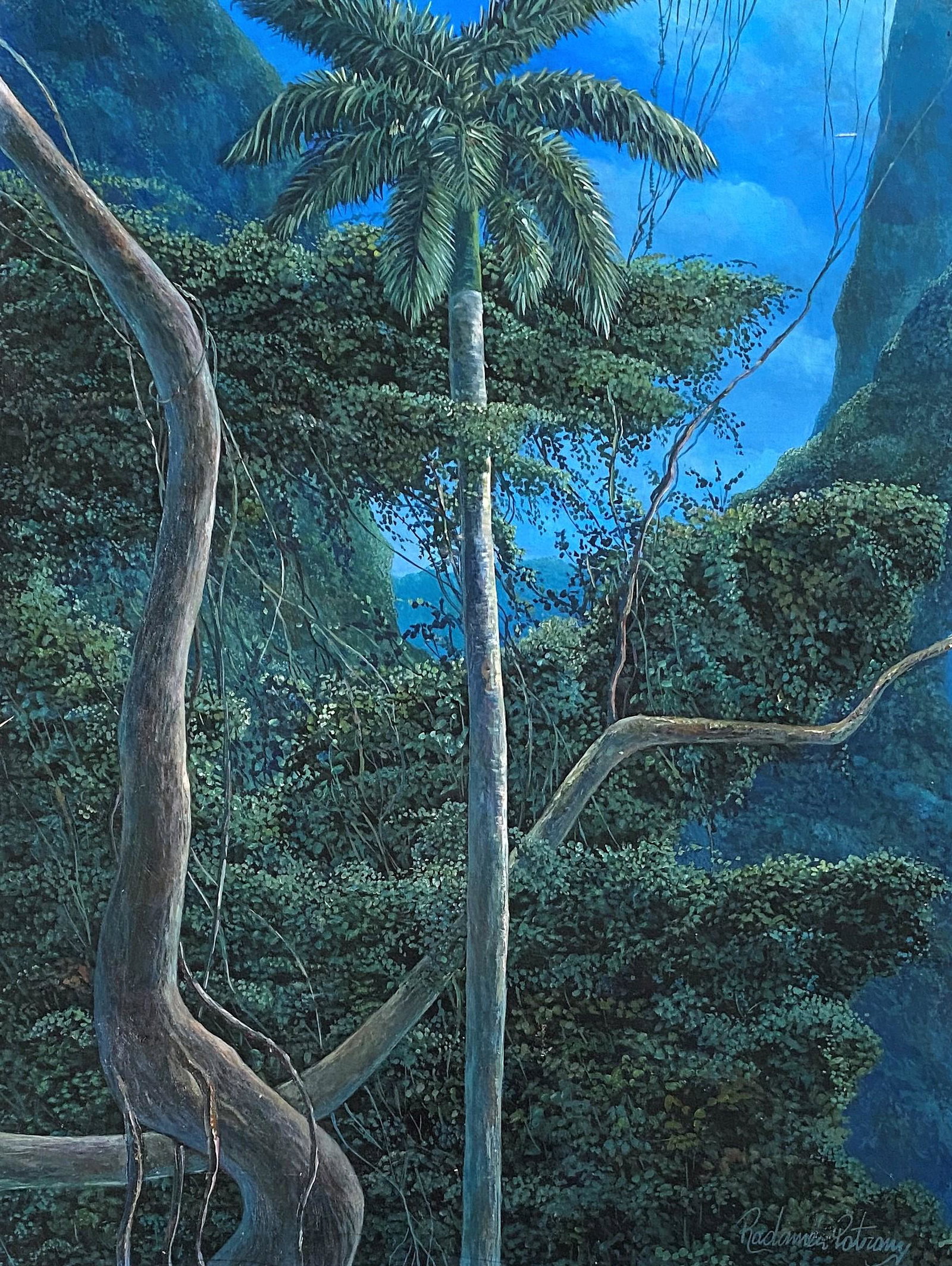 Radames Potrony. Cuban Artist: Radames Potrony. Cuban Landscape. Latin American Art. Acrylic on Paper on Board. Measure 24 1/2"in H x 18 1/2"in W. No frame.