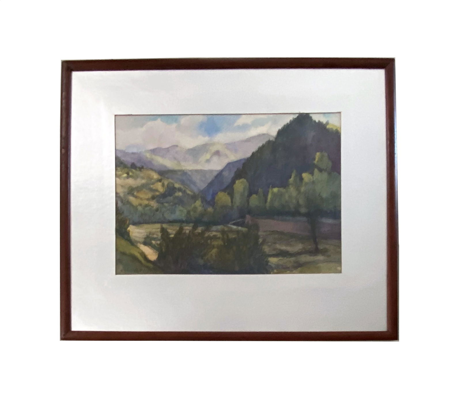 Edgar Alwin Payne (1882-1947) American: Edgar Alwin Payne (1882-1947) American. Watercolor anc Charcoal on Paper. Measure 10"in H x 13 1/2"in W and 16 1/2"in H x 20 1/2"in W with frame. Landscape painter, muralist.