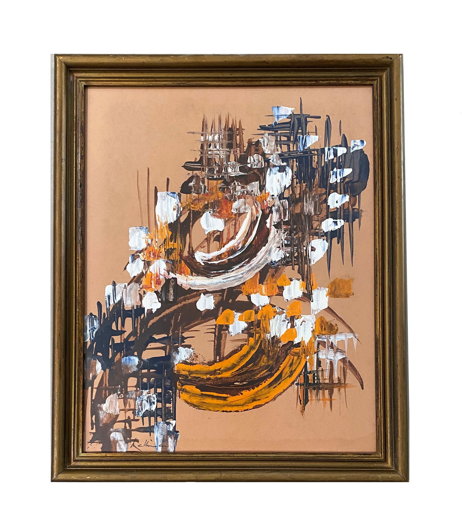 Attributed Georges Mathieu (1921 - 2012)French: Attributed Georges Mathieu (1921 - 2012)French.Mixed Media on Board. Measure 19 1/2"in H x 15 1/2"in W and 22 3/4"in H x 18 1/2"in W with frame.