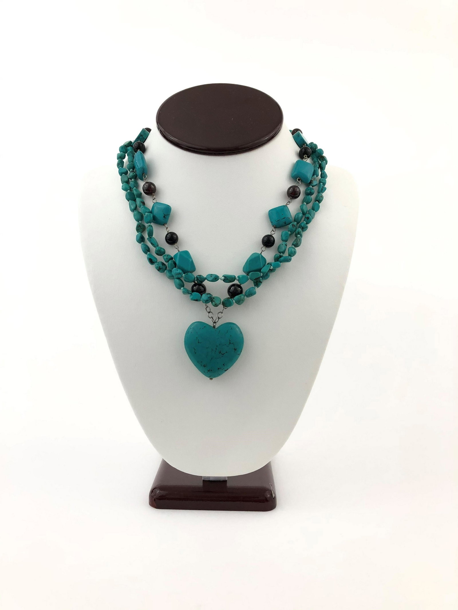 1960's Turquoise, Granate and .925 Silver Necklace. (1 of 1)