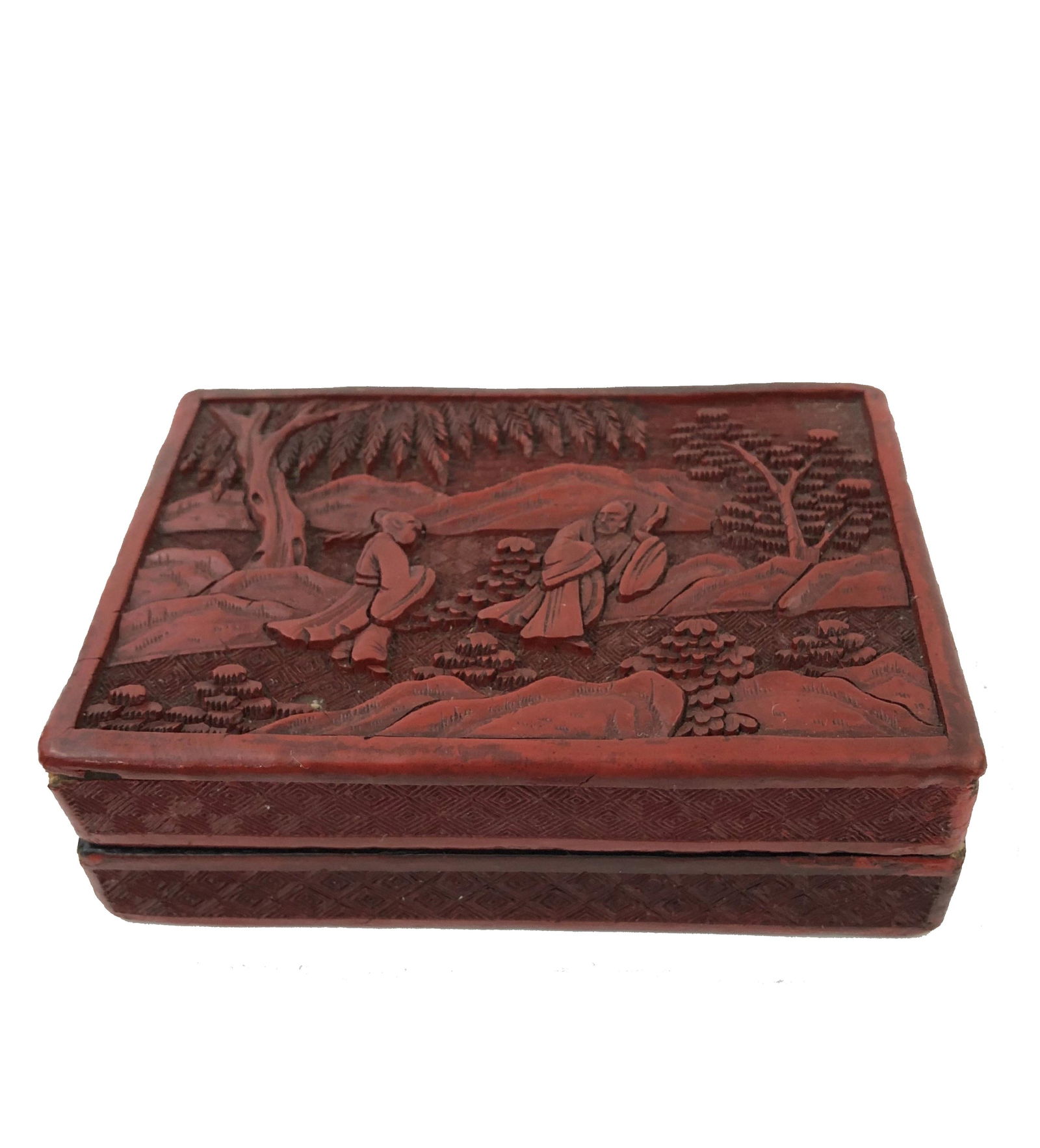 Chinese Carved Cinnabar Box (1 of 3)