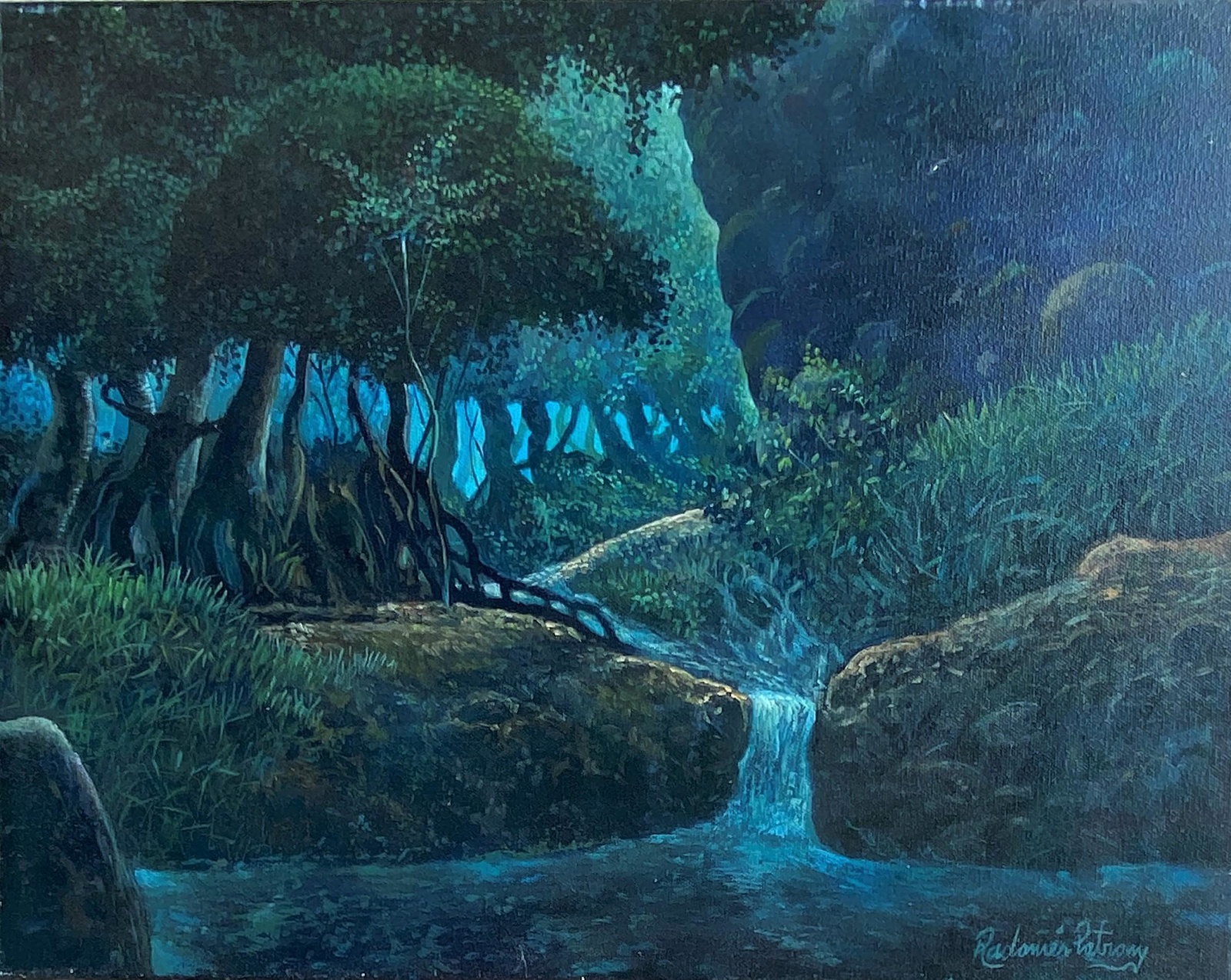 Radames Potrony. Cuban Artist: Radames Potrony. Cuban Landscape. Latin American Art. Acrylic on Paper on Board. Measure 14"in H x 18"in W. No frame.