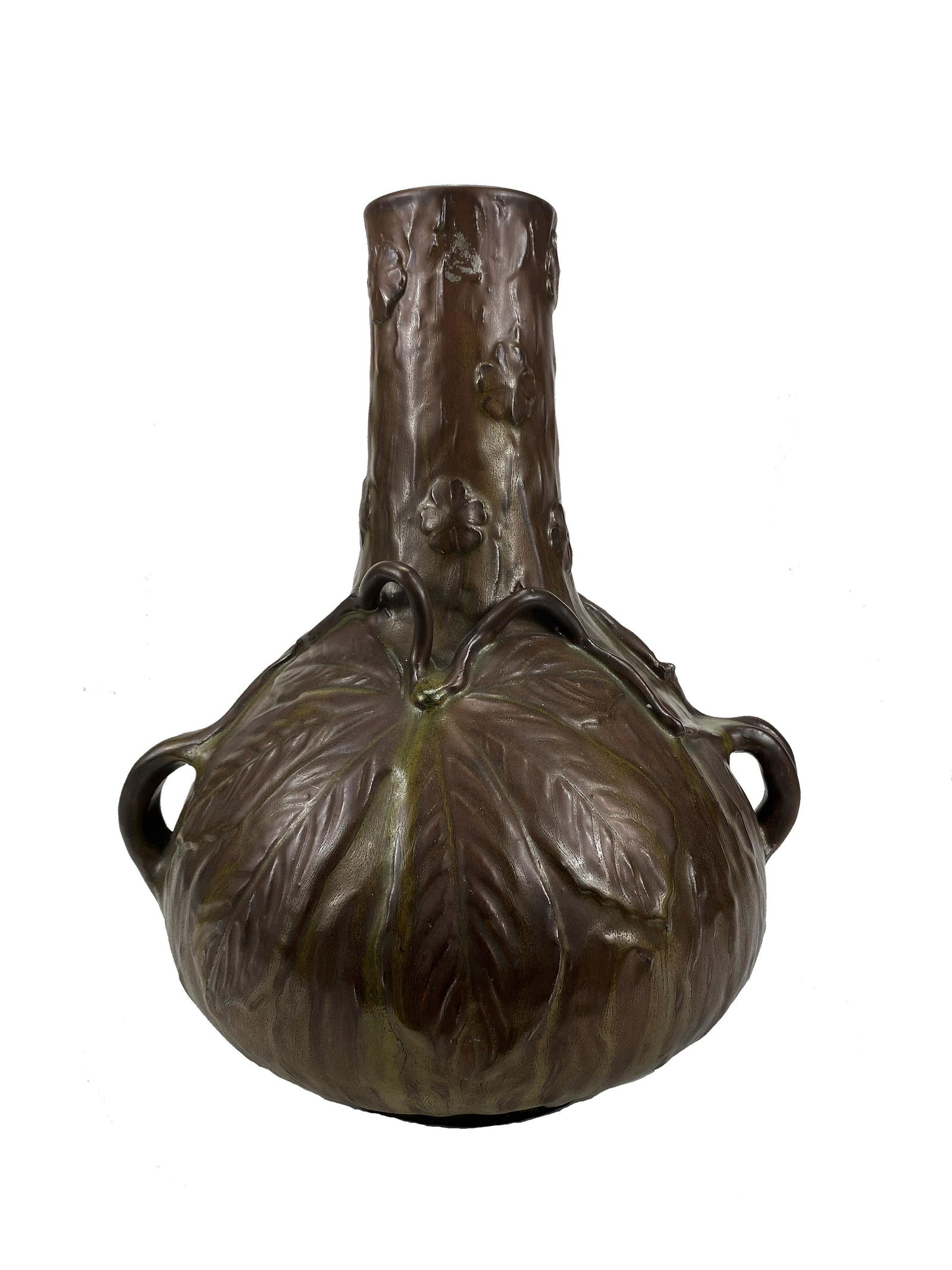 Art Nouveau Ceramic Vase with Leaf Motifs (1 of 4)