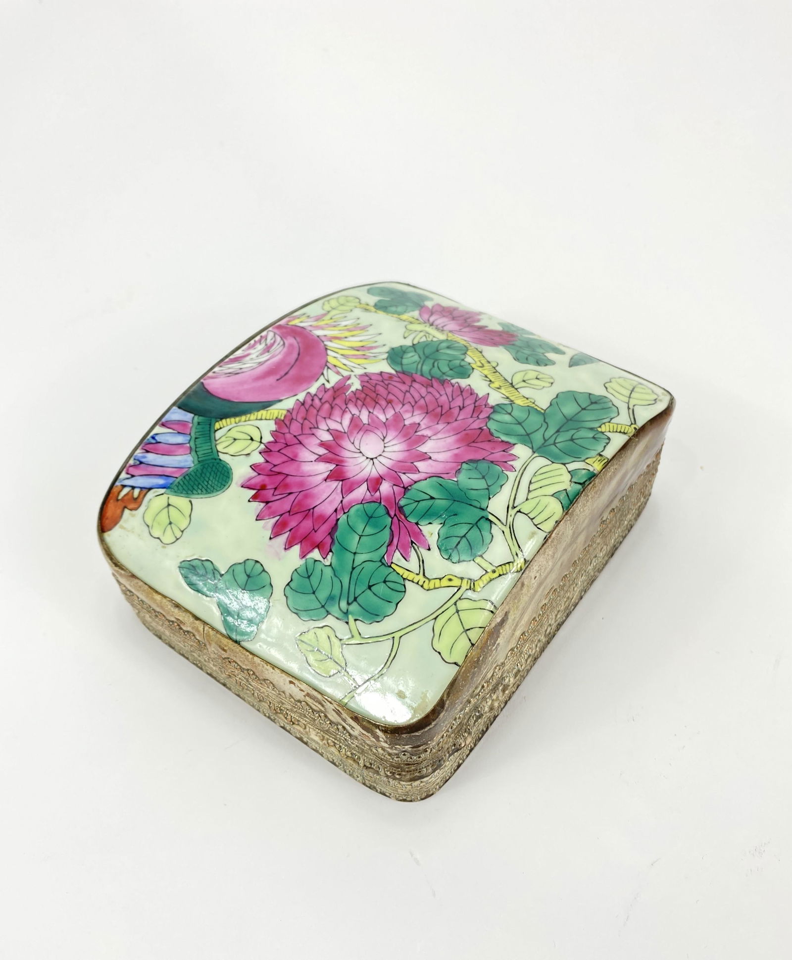 Chinese Silver Plated and Enameled Box (1 of 1)