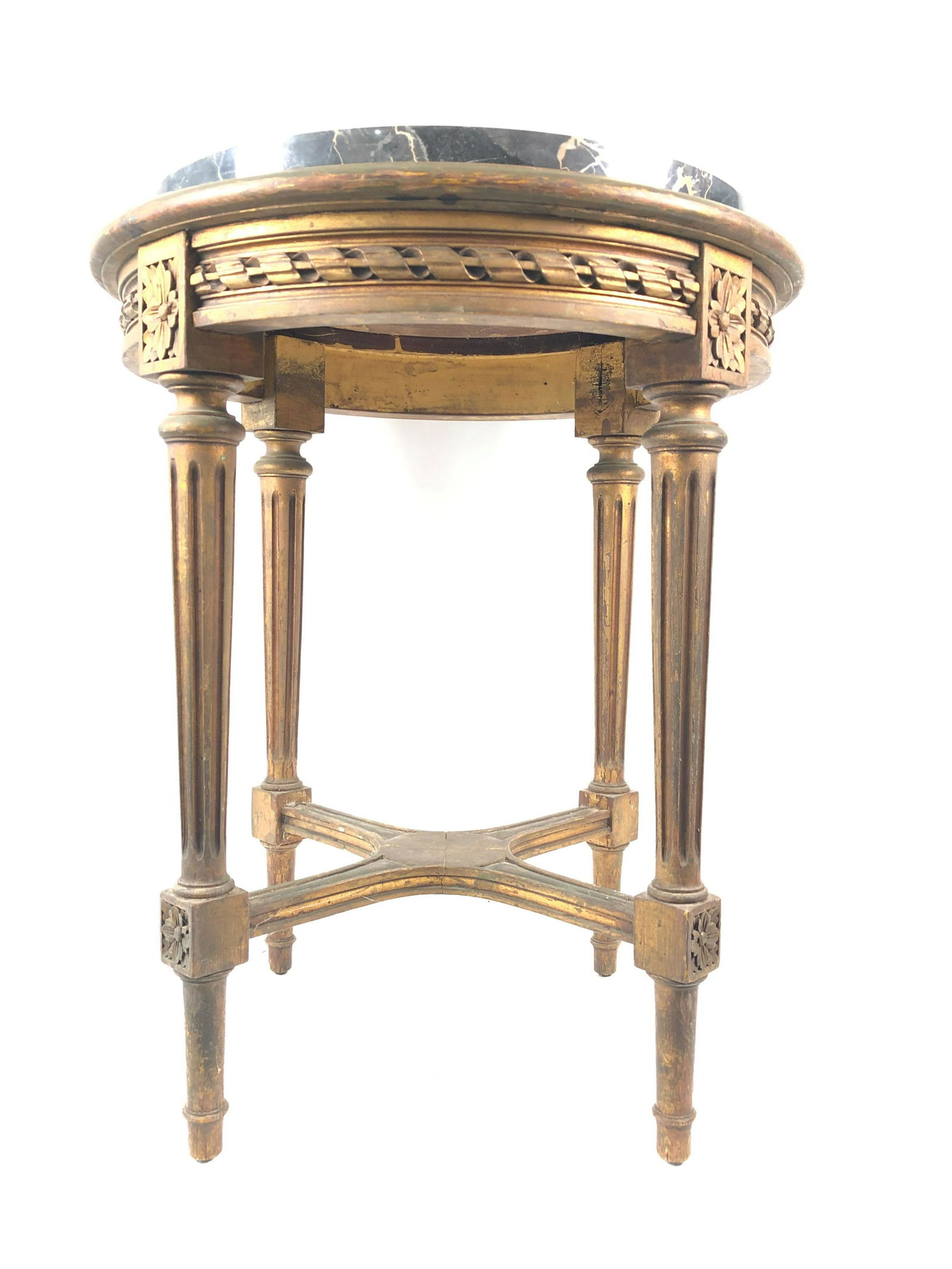 Louis XVI style wooden table with marble on top (1 of 3)
