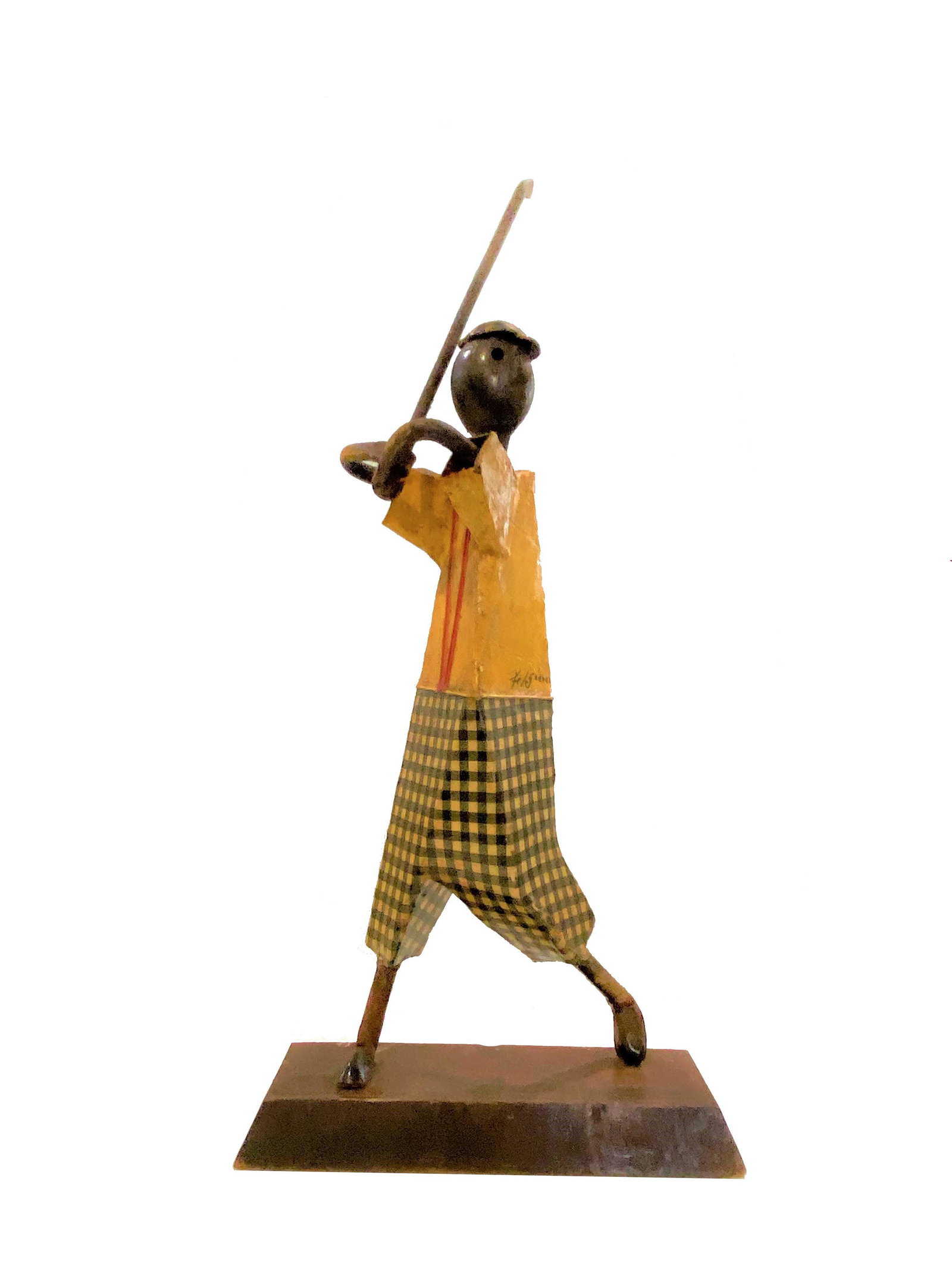 Manuel Felguerez Barra (1928_2020) Sculpture: Manuel Felguerez Barra (1928_2020) Sculpture. Metal, fabric, decoupage. Sculpture-Volume, Metal. Measure 15 1/4"in H.