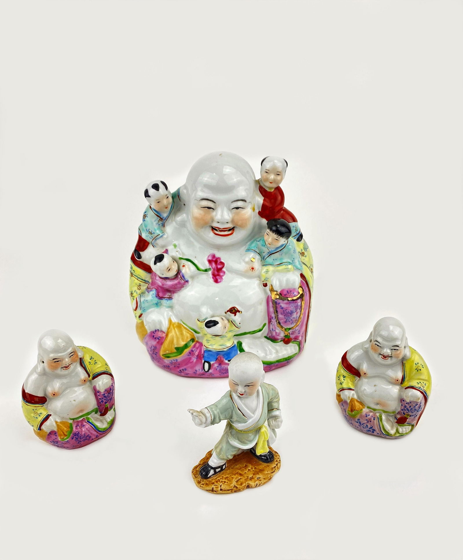 Lot of Four Chinese Hand Painted Buddha (1 of 2)