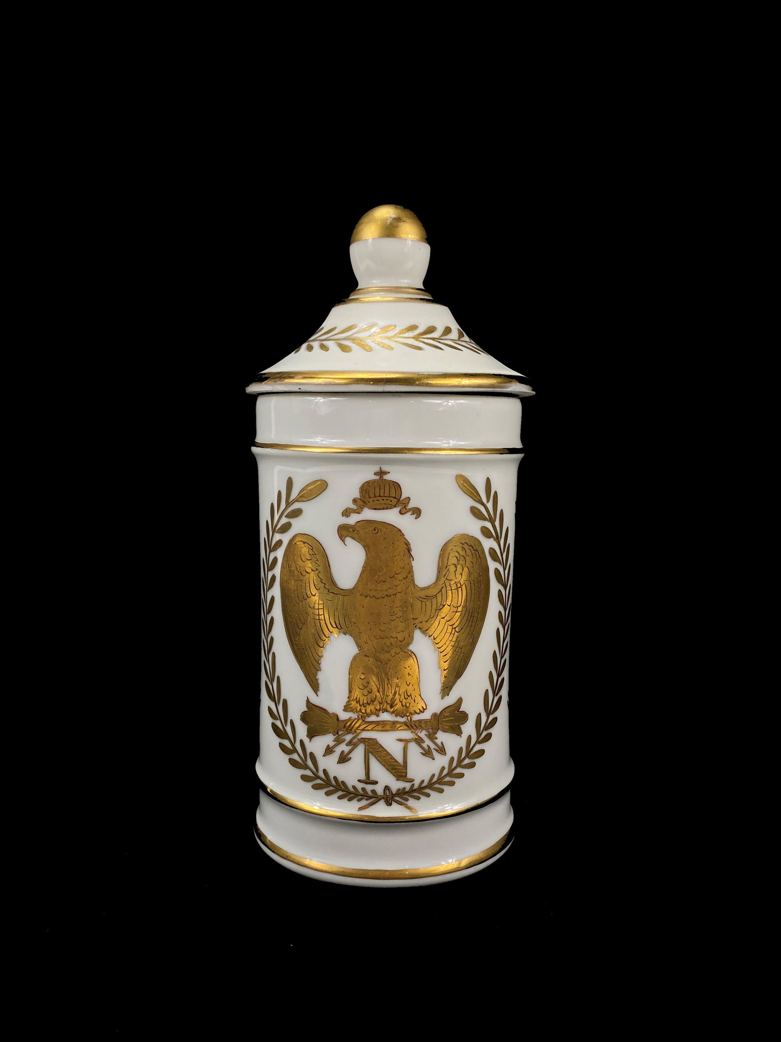Napoleonic Porcelain Pharmacy Knob: Napoleonic Porcelain Pharmacy Knob. Measure 7 1/2"in H.