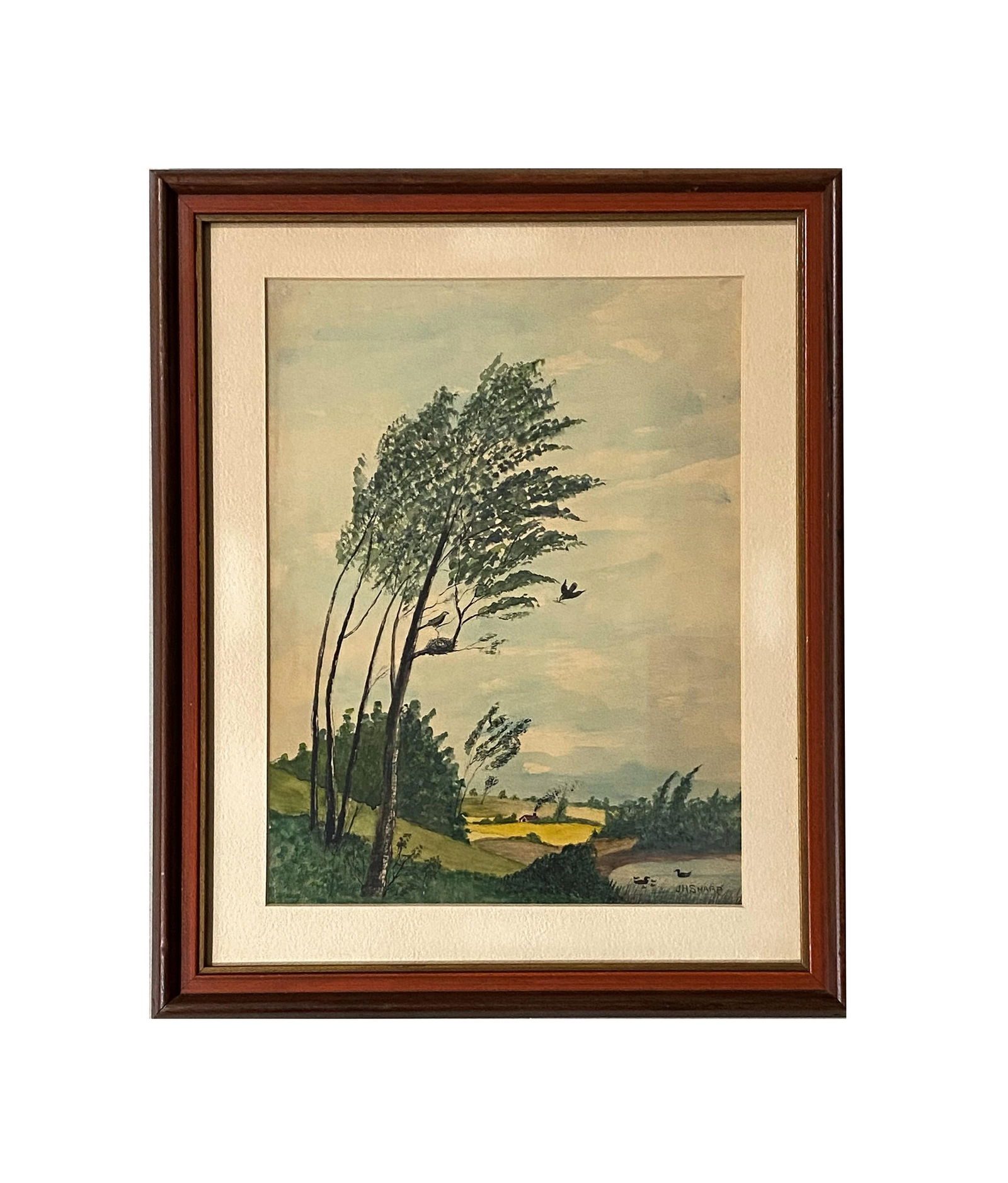 Joseph Henry Sharp (1859 - 1953) American: Joseph Henry Sharp (1859 - 1953) American. Watercolor. Measure 11 1/2"in H x 8 1/2"in W and 15 1/2"in H x 12 1/2"in W with frame. Known for: Indian figure, landscape and still-life painting. Joseph He