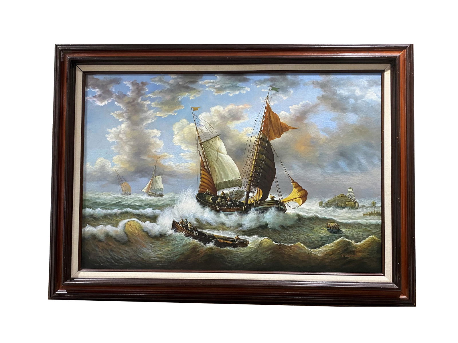 Oil on Canvas Painting. Signed T Slowsky 20th Century (1 of 6)