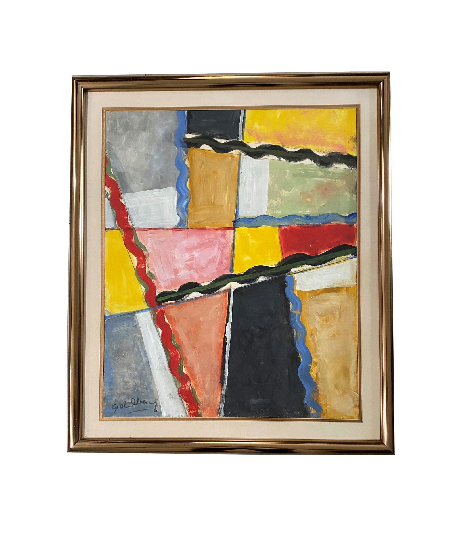 In the Manner of Michael Goldberg (1924 - 2007): In the Manner of Michael Goldberg (1924 - 2007) American. Oil on Paper. Measure 26 1/2"in H x 22"in W and 32 1/2"in H x 28"in W with frame.