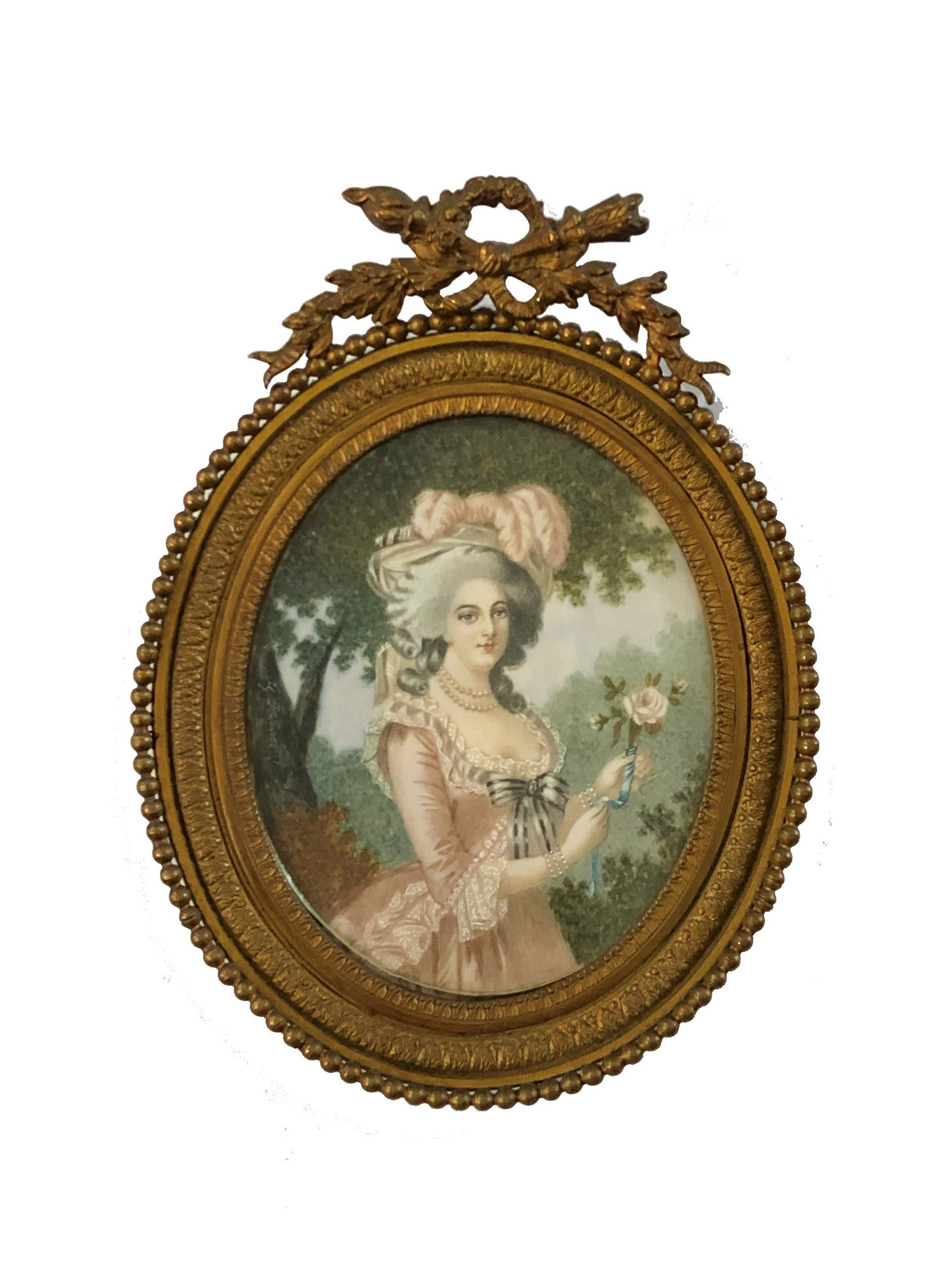 European Hand Painted Potrait Plaque Signed Fremont (1 of 2)