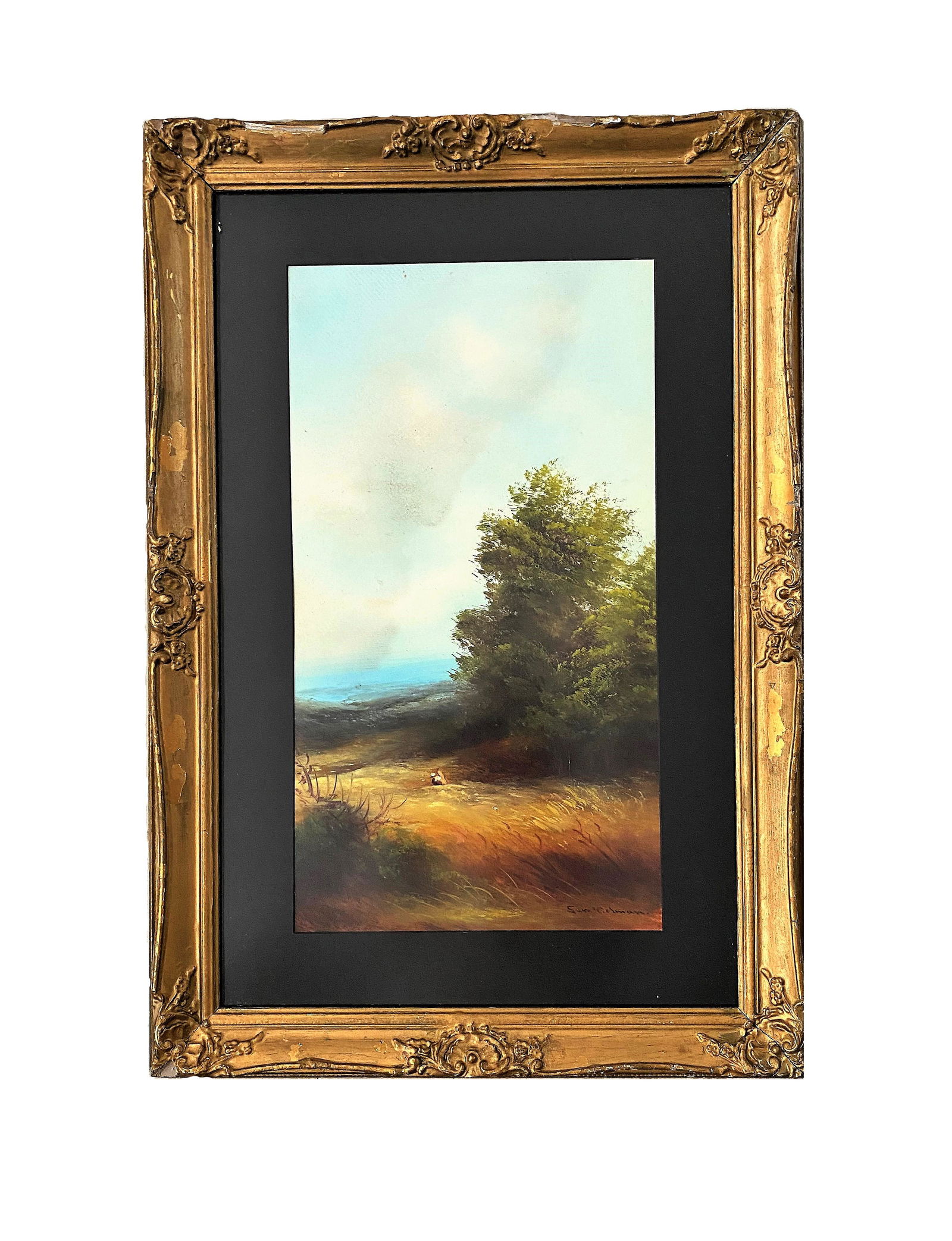 Samuel Colman (1832 - 1920) Portland: Samuel Colman (1832 - 1920) Portland. Oil on Board. Measure 17 3/4"in H x 9 1/2"in W and 25"in H x 17 1/2"in W with frame. Samuel Colman (1832-1920) was an important painter of the second generation o