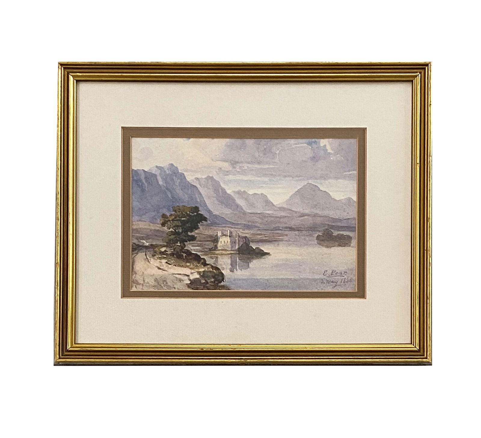 Edward Lear (1812 - 1888) London: Edward Lear (1812 - 1888) London. Watercolor on Paper. Measure 4 1/4"in H x 6 1/2"in W and 8 1/2"in H x 10 1/2"in W with frame. Known for: Ornithology and travel book illustrations, landscape painting