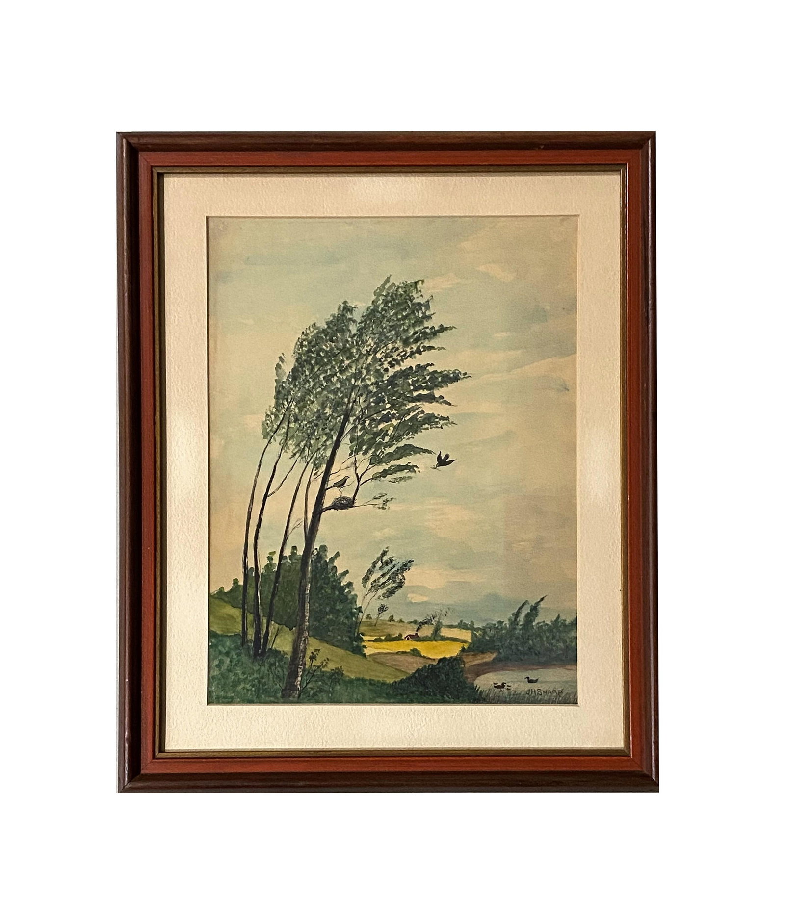 Joseph Henry Sharp (1859 - 1953) American: Joseph Henry Sharp (1859 - 1953) American. Watercolor. Measure 11 1/2"in H x 8 1/2"in W and 15 1/2"in H x 12 1/2"in W with frame. Known for: Indian figure, landscape and still-life painting. Joseph He