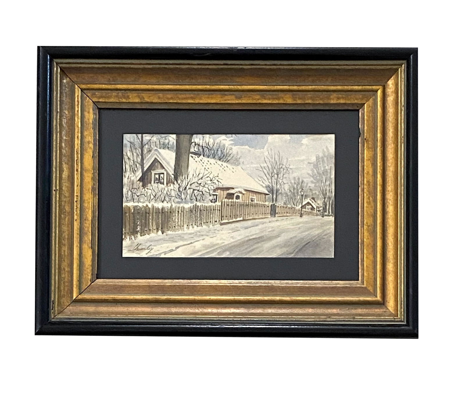 John Wesley Chumley (1928 - 1984) American: John Wesley Chumley (1928 - 1984) American. Watercolor on Paper. Measure 4 1/2"in H x 7 3/4"in W and 10 1/2"in H x 13 3/4"in W with frame. Known for: Landscape, botanics, figure and animal painting. W