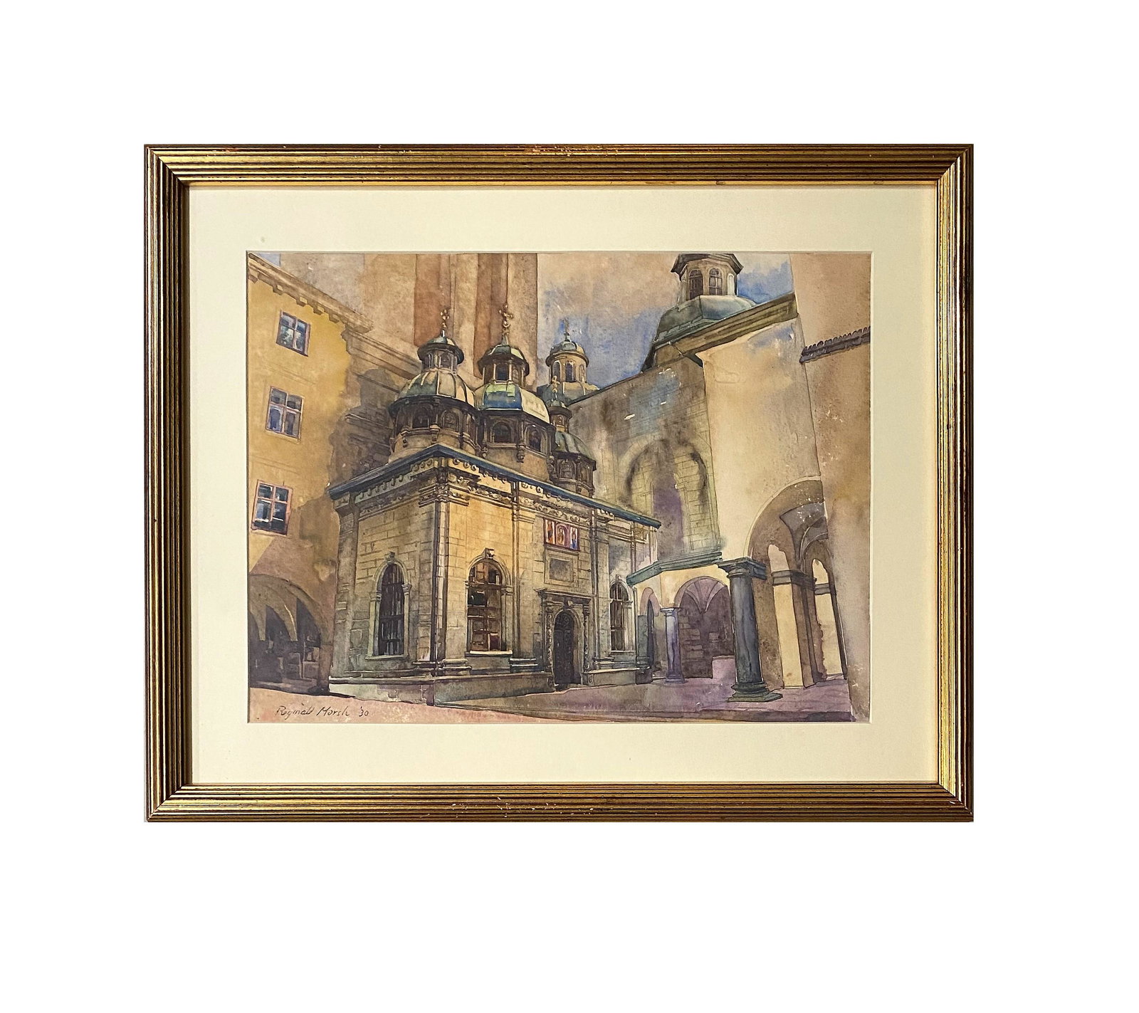 Reginald Marsh (1898 - 1954) France: Reginald Marsh (1898 - 1954) France. Watercolor on Paper. Measure 12"in H x 16 1/4"in W and 17 1/2"in H x 21 1/2"in W with frame. Known for: Illustration, urban realistic painting-figure and genre. Re