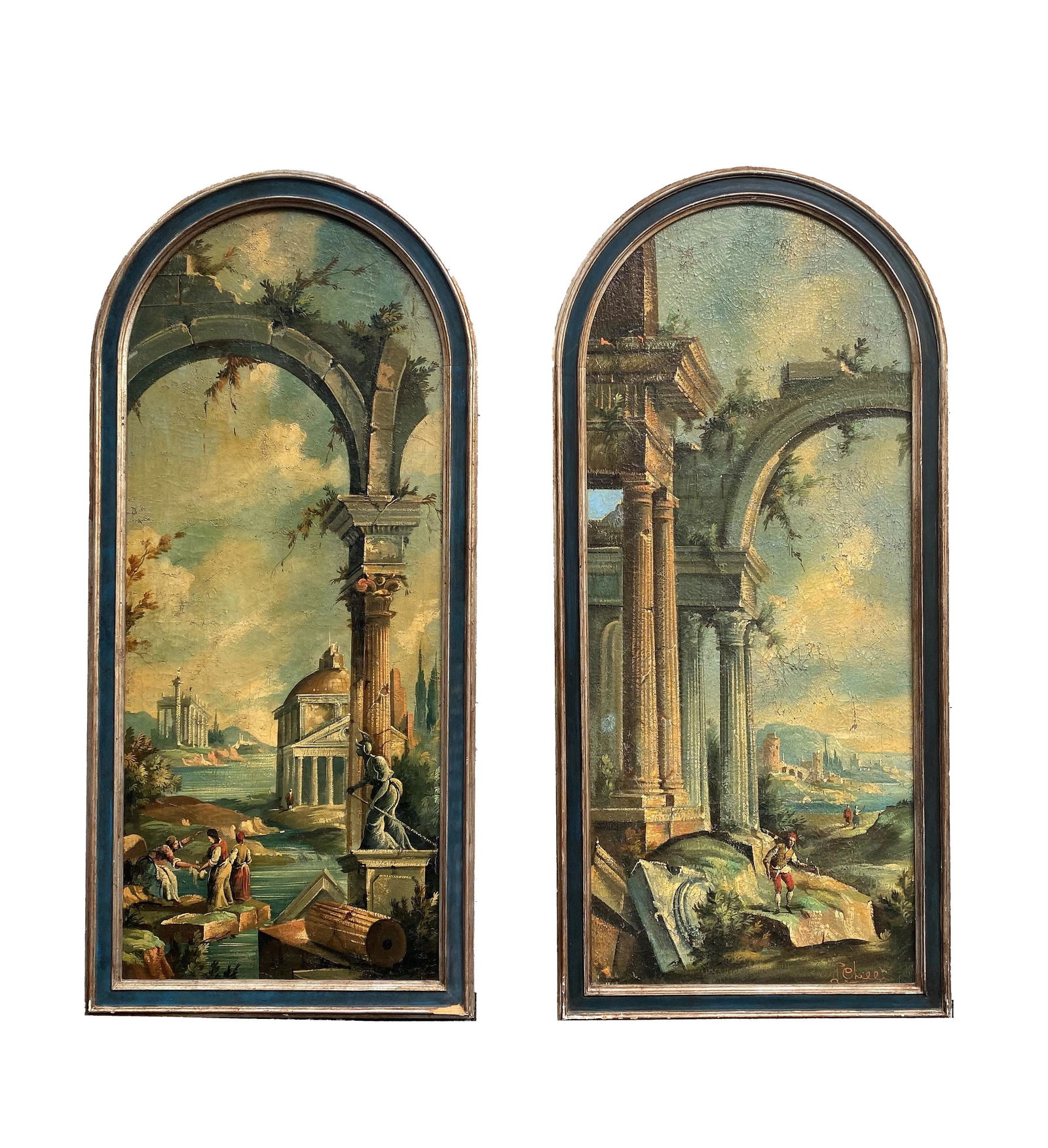 Pair of 18th or 19 Century Classical Ruin Painting (1 of 10)