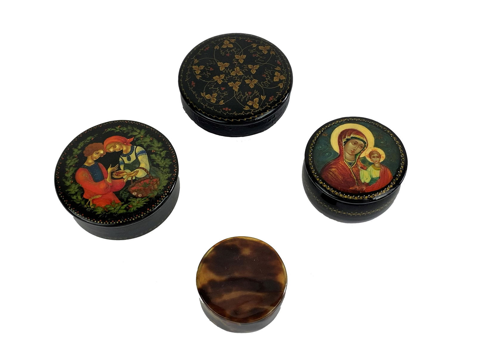 Lot of Lacquered Russian and Tortoiseshell Boxes (1 of 9)